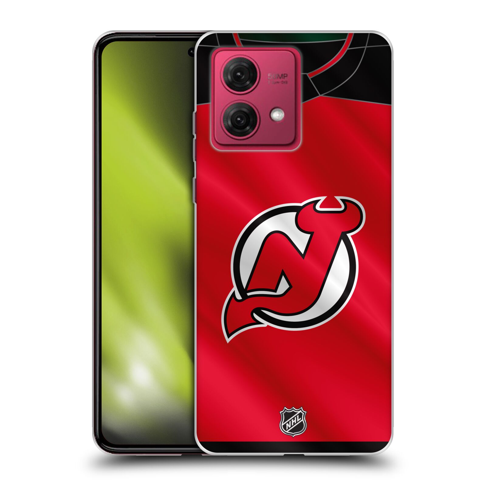 Silikonové pouzdro na mobil Motorola Moto G84 5G - NHL - Dres New Jersey Devils (Silikonový kryt, obal, pouzdro na mobilní telefon Motorola Moto G84 5G s licencovaným motivem NHL - Dres New Jersey Devils)