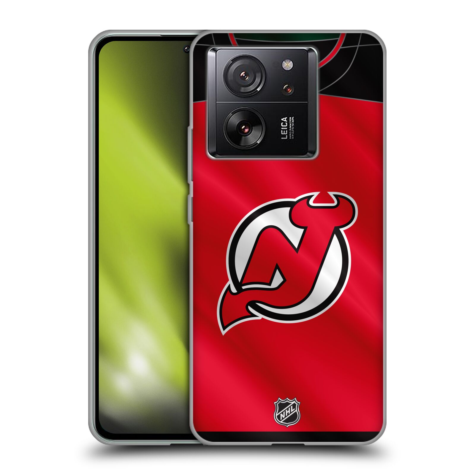 Silikonové pouzdro na mobil Xiaomi 13T / 13T Pro - NHL - Dres New Jersey Devils (Silikonový kryt, obal, pouzdro na mobilní telefon Xiaomi 13T / 13T Pro s licencovaným motivem NHL - Dres New Jersey Devils)