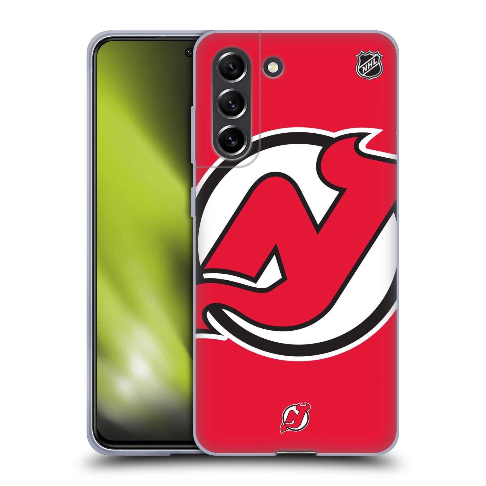 Silikonové pouzdro na mobil Samsung Galaxy S21 FE 5G - NHL - Velké logo New Jersey Devils (Silikonový kryt, obal, pouzdro na mobilní telefon Samsung Galaxy S21 FE 5G s licencovaným motivem NHL - Velké logo New Jersey Devils)