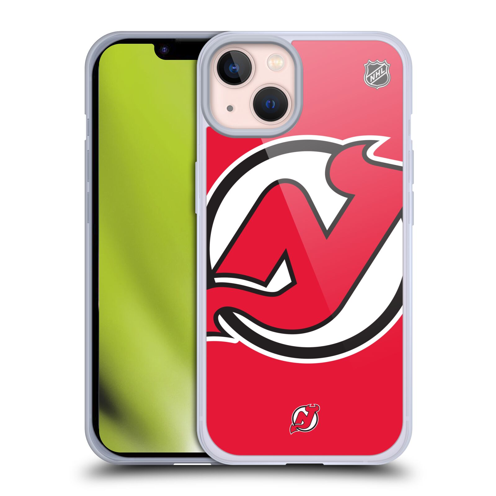 Silikonové pouzdro na mobil Apple iPhone 13 - NHL - Velké logo New Jersey Devils (Silikonový kryt, obal, pouzdro na mobilní telefon Apple iPhone 13 s licencovaným motivem NHL - Velké logo New Jersey Devils)