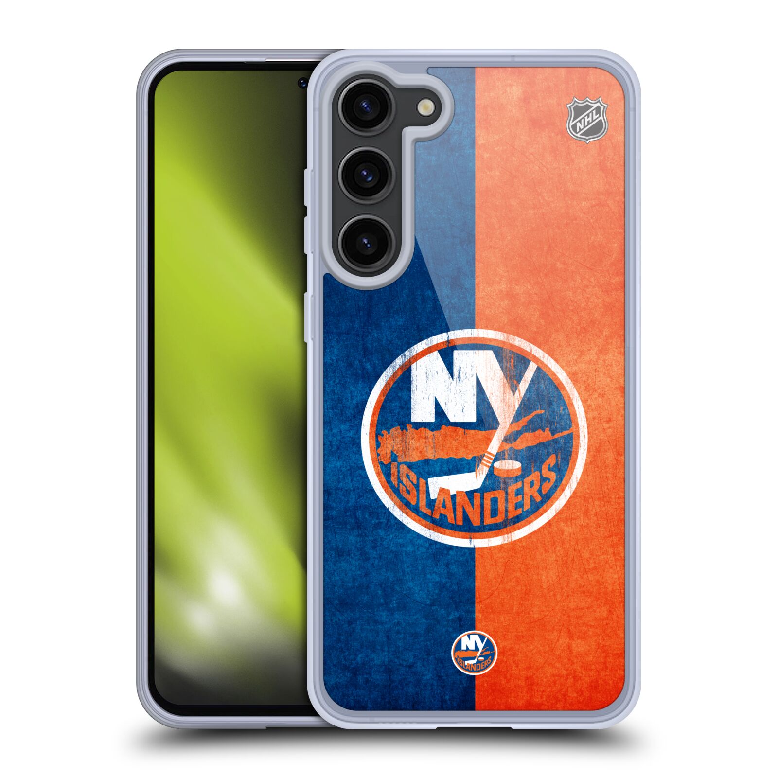 Silikonové pouzdro na mobil Samsung Galaxy S23 Plus - NHL - Půlené logo New York Islanders (Silikonový kryt, obal, pouzdro na mobilní telefon Samsung Galaxy S23 Plus s licencovaným motivem NHL - Půlené logo New York Islanders)