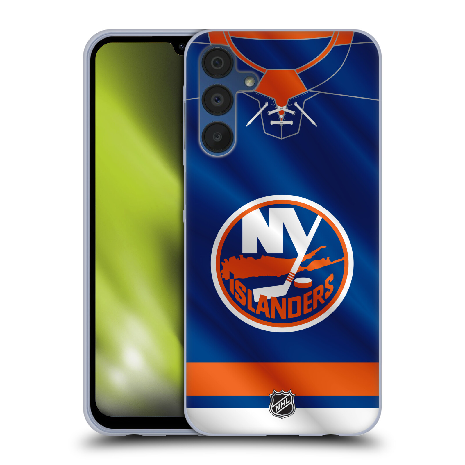Silikonové pouzdro na mobil Samsung Galaxy A15 / A15 5G - NHL - Dres New York Islanders (Silikonový kryt, obal, pouzdro na mobilní telefon Samsung Galaxy A15 / A15 5G s licencovaným motivem NHL - Dres New York Islanders)