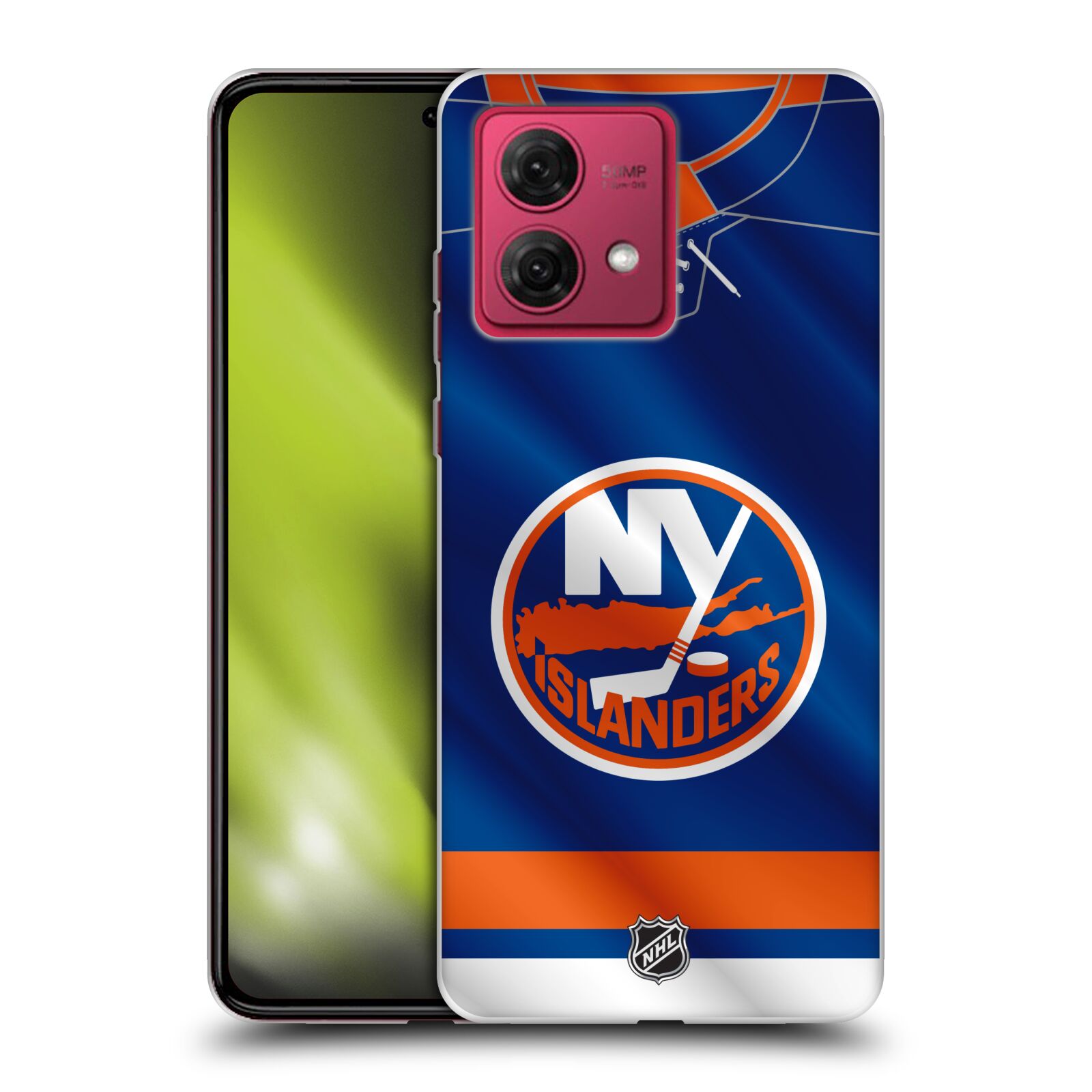 Silikonové pouzdro na mobil Motorola Moto G84 5G - NHL - Dres New York Islanders (Silikonový kryt, obal, pouzdro na mobilní telefon Motorola Moto G84 5G s licencovaným motivem NHL - Dres New York Islanders)