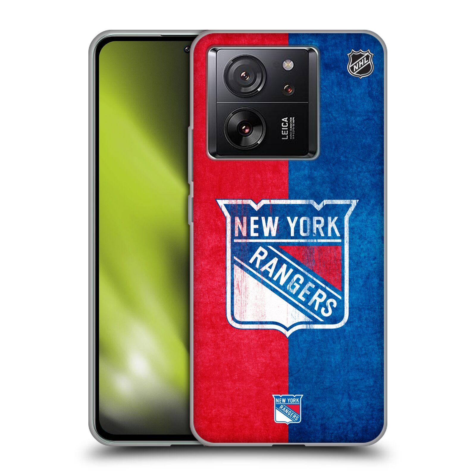 Silikonové pouzdro na mobil Xiaomi 13T / 13T Pro - NHL - Půlené logo New York Rangers (Silikonový kryt, obal, pouzdro na mobilní telefon Xiaomi 13T / 13T Pro s licencovaným motivem NHL - Půlené logo New York Rangers)