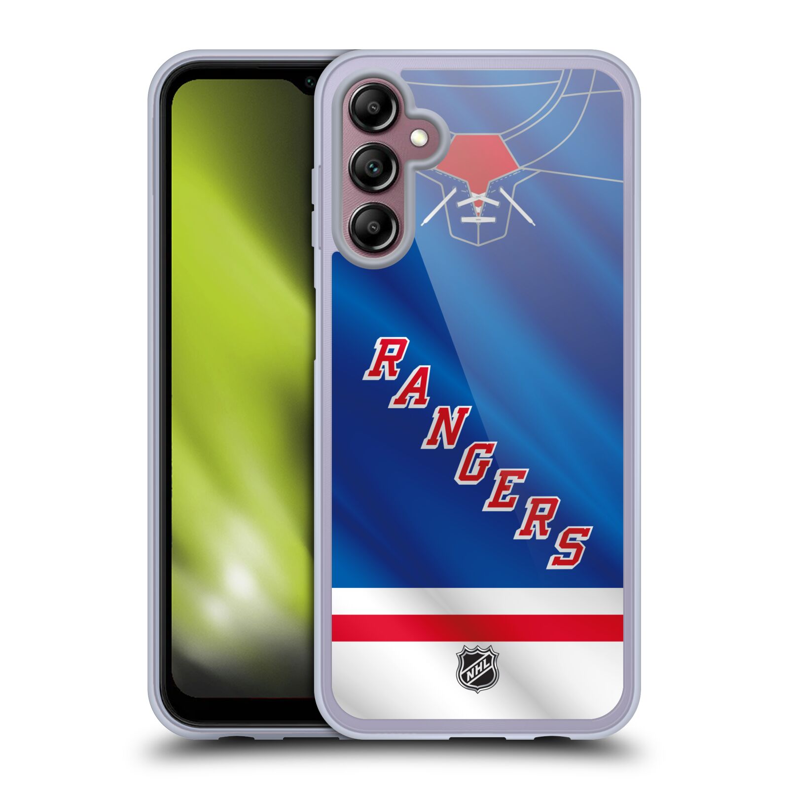 Silikonové pouzdro na mobil Samsung Galaxy A14 5G / LTE - NHL - Dres New York Rangers (Silikonový kryt, obal, pouzdro na mobilní telefon Samsung Galaxy A14 5G / LTE s licencovaným motivem NHL - Dres New York Rangers)