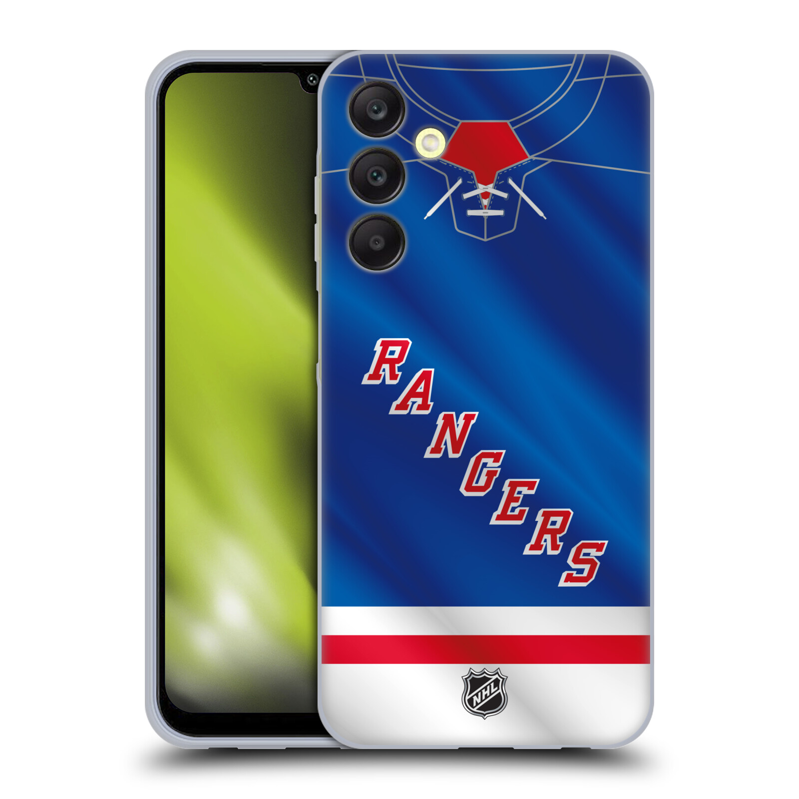 Silikonové pouzdro na mobil Samsung Galaxy A25 5G - NHL - Dres New York Rangers (Silikonový kryt, obal, pouzdro na mobilní telefon Samsung Galaxy A25 5G s licencovaným motivem NHL - Dres New York Rangers)