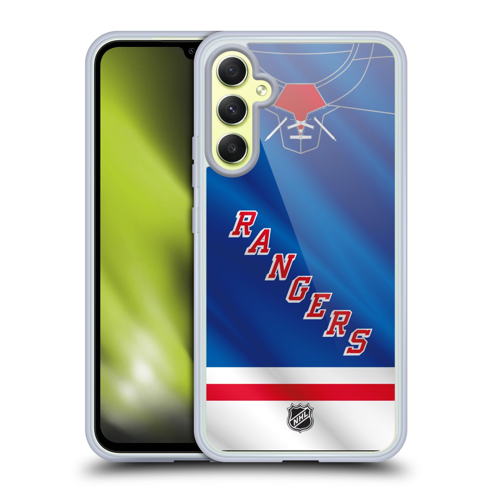Silikonové pouzdro na mobil Samsung Galaxy A34 5G - NHL - Dres New York Rangers (Silikonový kryt, obal, pouzdro na mobilní telefon Samsung Galaxy A34 5G s licencovaným motivem NHL - Dres New York Rangers)