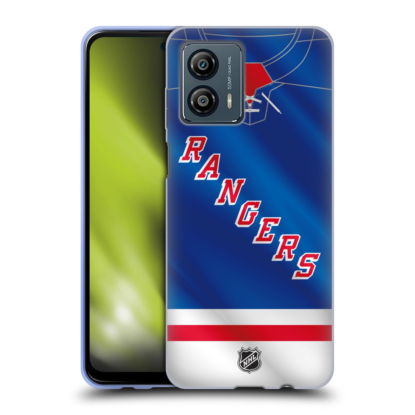 Silikonové pouzdro na mobil Motorola Moto G53 5G - NHL - Dres New York Rangers (Silikonový kryt, obal, pouzdro na mobilní telefon Motorola Moto G53 5G s licencovaným motivem NHL - Dres New York Rangers)