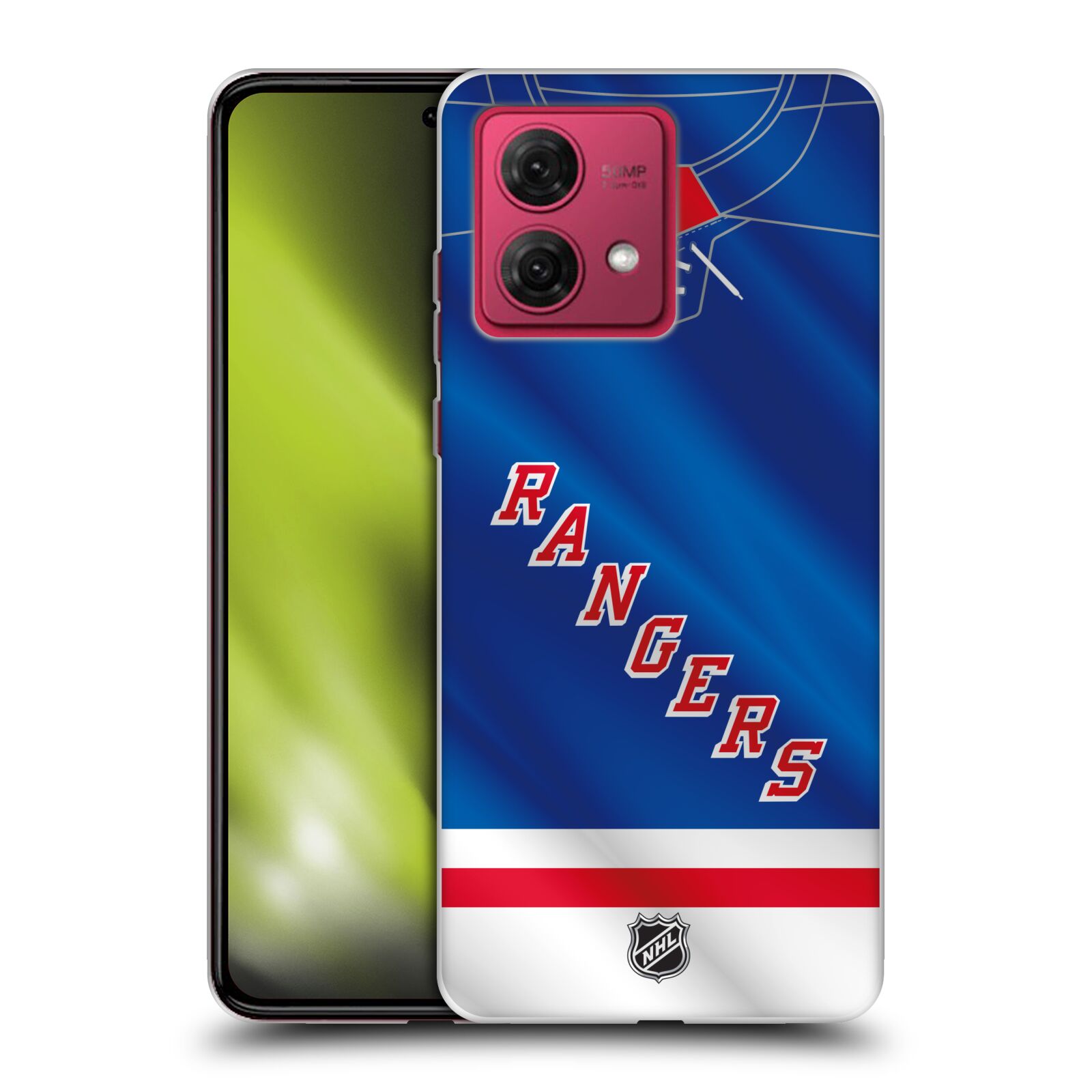 Silikonové pouzdro na mobil Motorola Moto G84 5G - NHL - Dres New York Rangers (Silikonový kryt, obal, pouzdro na mobilní telefon Motorola Moto G84 5G s licencovaným motivem NHL - Dres New York Rangers)