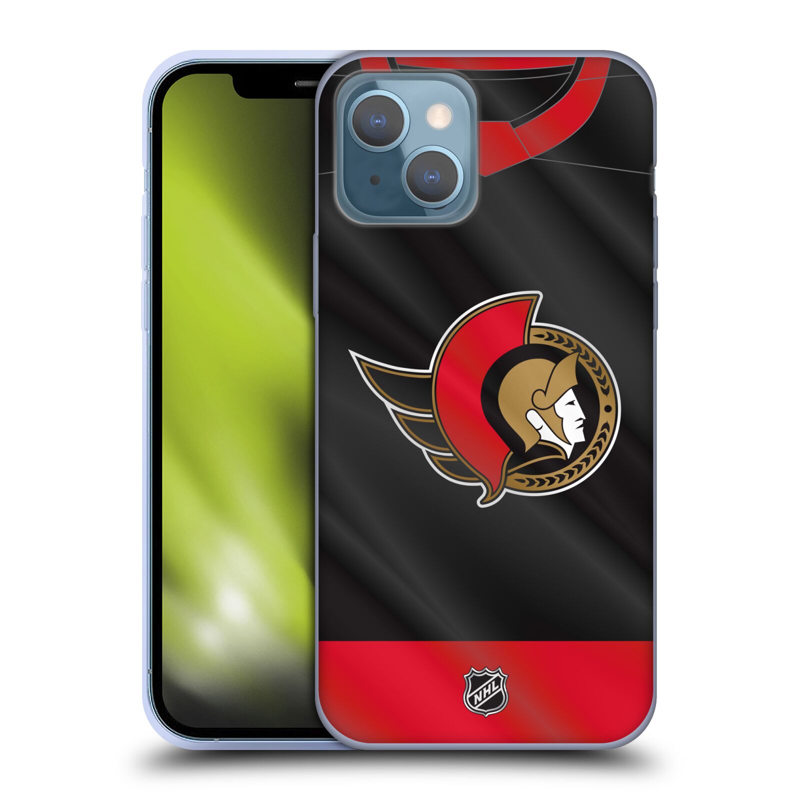 Silikonové pouzdro na mobil Apple iPhone 13 - NHL - Dres Ottawa Senators (Silikonový kryt, obal, pouzdro na mobilní telefon Apple iPhone 13 s licencovaným motivem NHL - Dres Ottawa Senators)