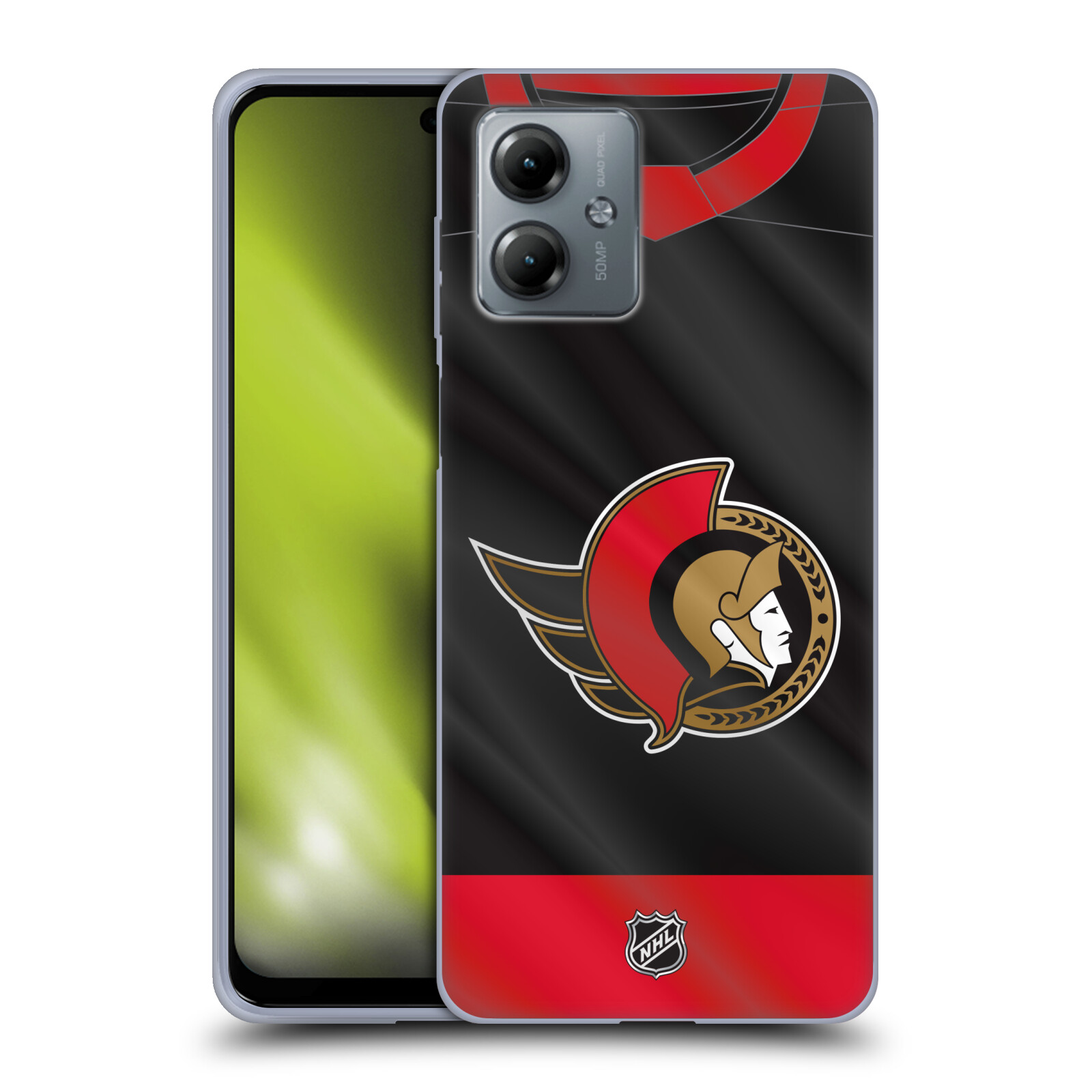 Silikonové pouzdro na mobil Motorola Moto G14 - NHL - Dres Ottawa Senators (Silikonový kryt, obal, pouzdro na mobilní telefon Motorola Moto G14 s licencovaným motivem NHL - Dres Ottawa Senators)