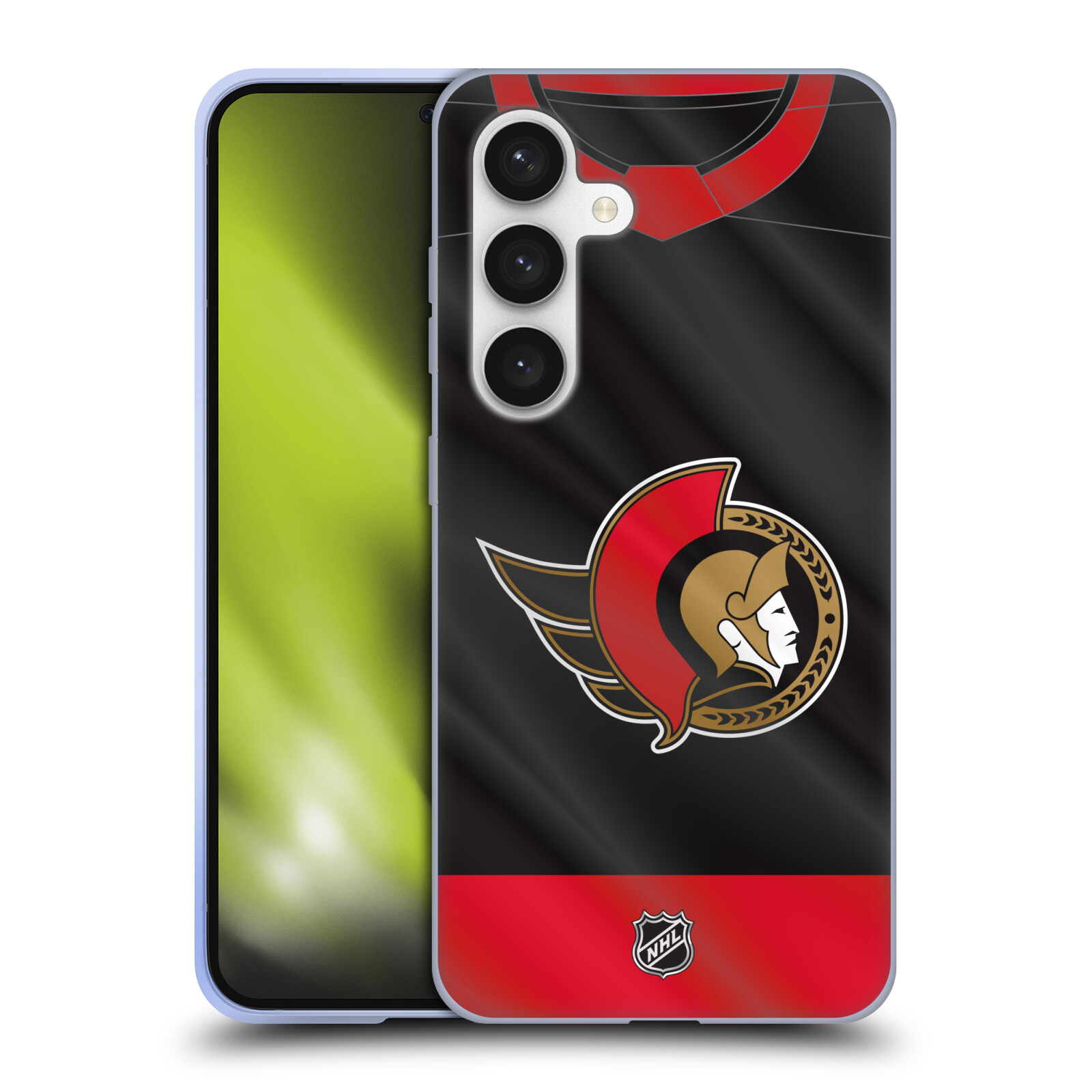 Silikonové lesklé pouzdro na mobil Samsung Galaxy S24 - NHL - Dres Ottawa Senators (Silikonový kryt, obal, pouzdro na mobilní telefon Samsung Galaxy S24 s licencovaným motivem NHL - Dres Ottawa Senators)