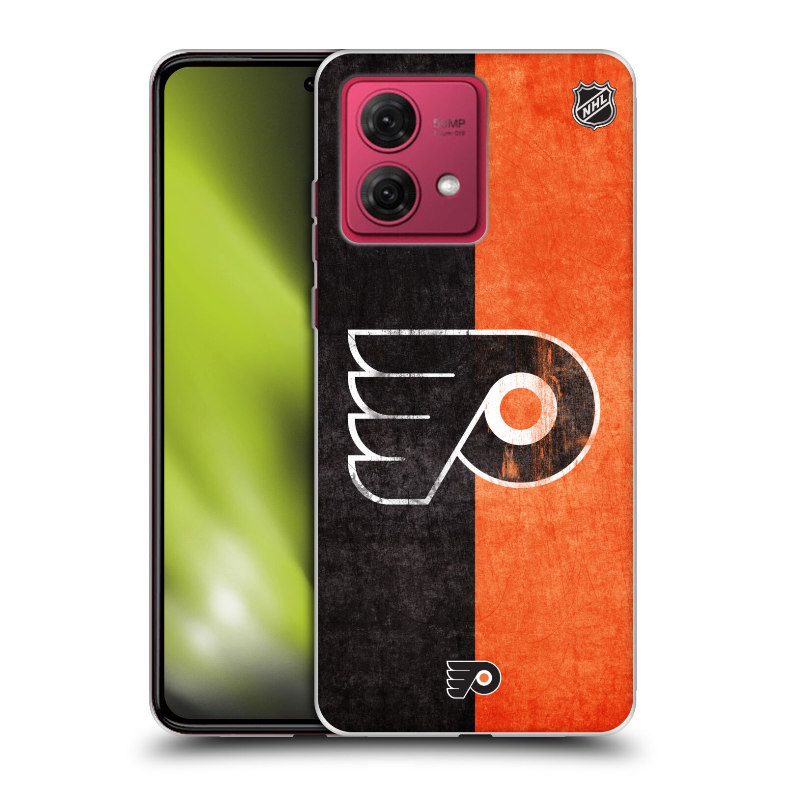 Silikonové pouzdro na mobil Motorola Moto G84 5G - NHL - Půlené logo Philadelphia Flyers (Silikonový kryt, obal, pouzdro na mobilní telefon Motorola Moto G84 5G s licencovaným motivem NHL - Půlené logo Philadelphia Flyers)