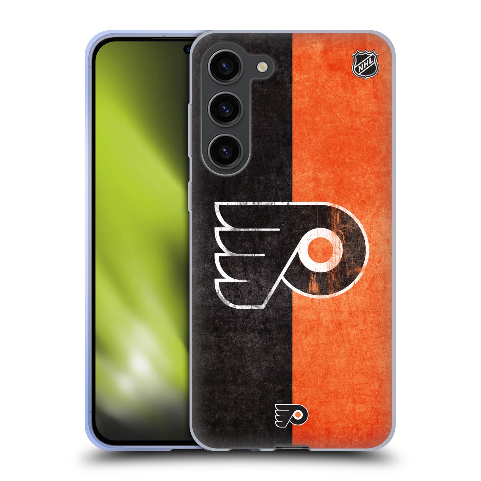 Silikonové pouzdro na mobil Samsung Galaxy S23 Plus - NHL - Půlené logo Philadelphia Flyers (Silikonový kryt, obal, pouzdro na mobilní telefon Samsung Galaxy S23 Plus s licencovaným motivem NHL - Půlené logo Philadelphia Flyers)