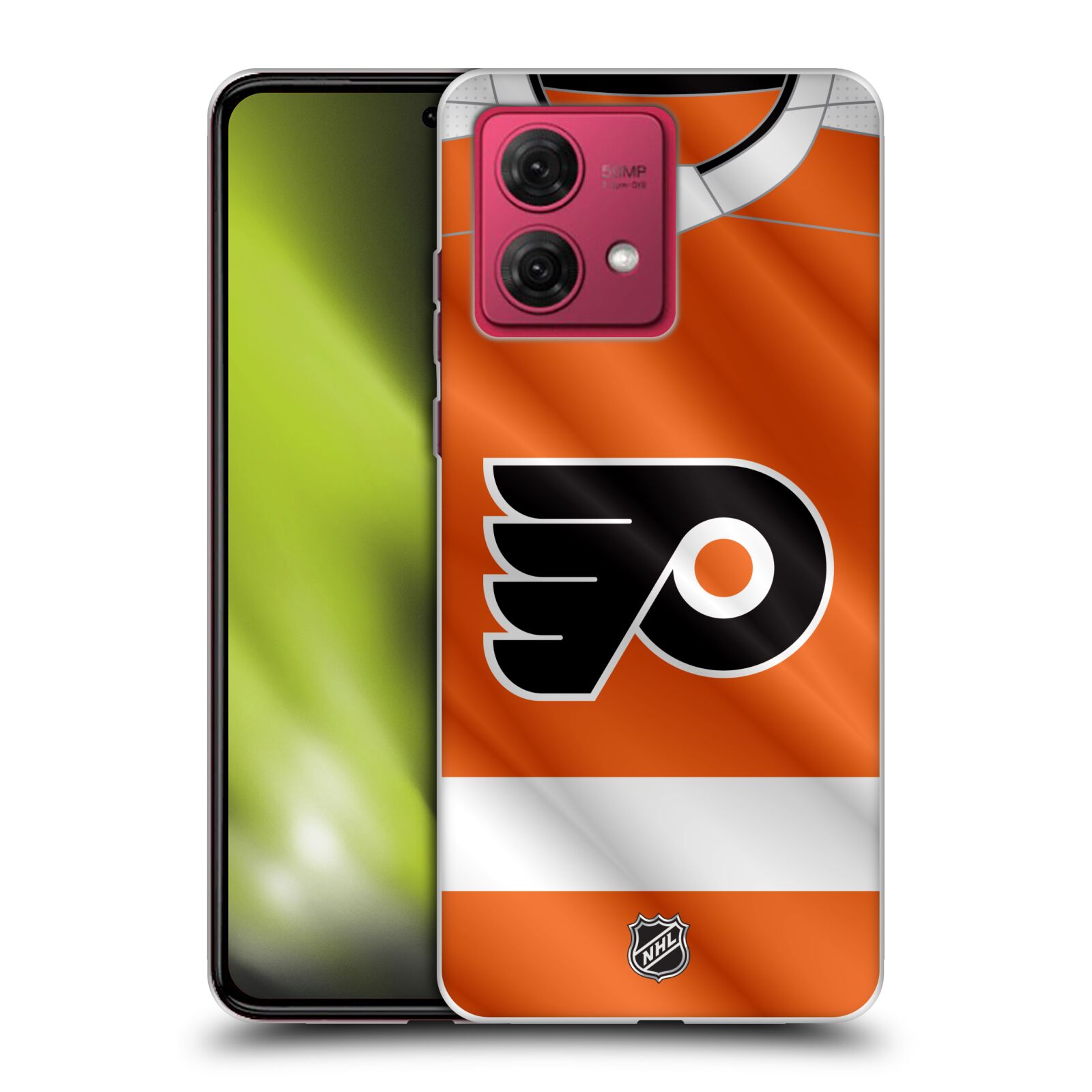 Silikonové pouzdro na mobil Motorola Moto G84 5G - NHL - Dres Philadelphia Flyers (Silikonový kryt, obal, pouzdro na mobilní telefon Motorola Moto G84 5G s licencovaným motivem NHL - Dres Philadelphia Flyers)