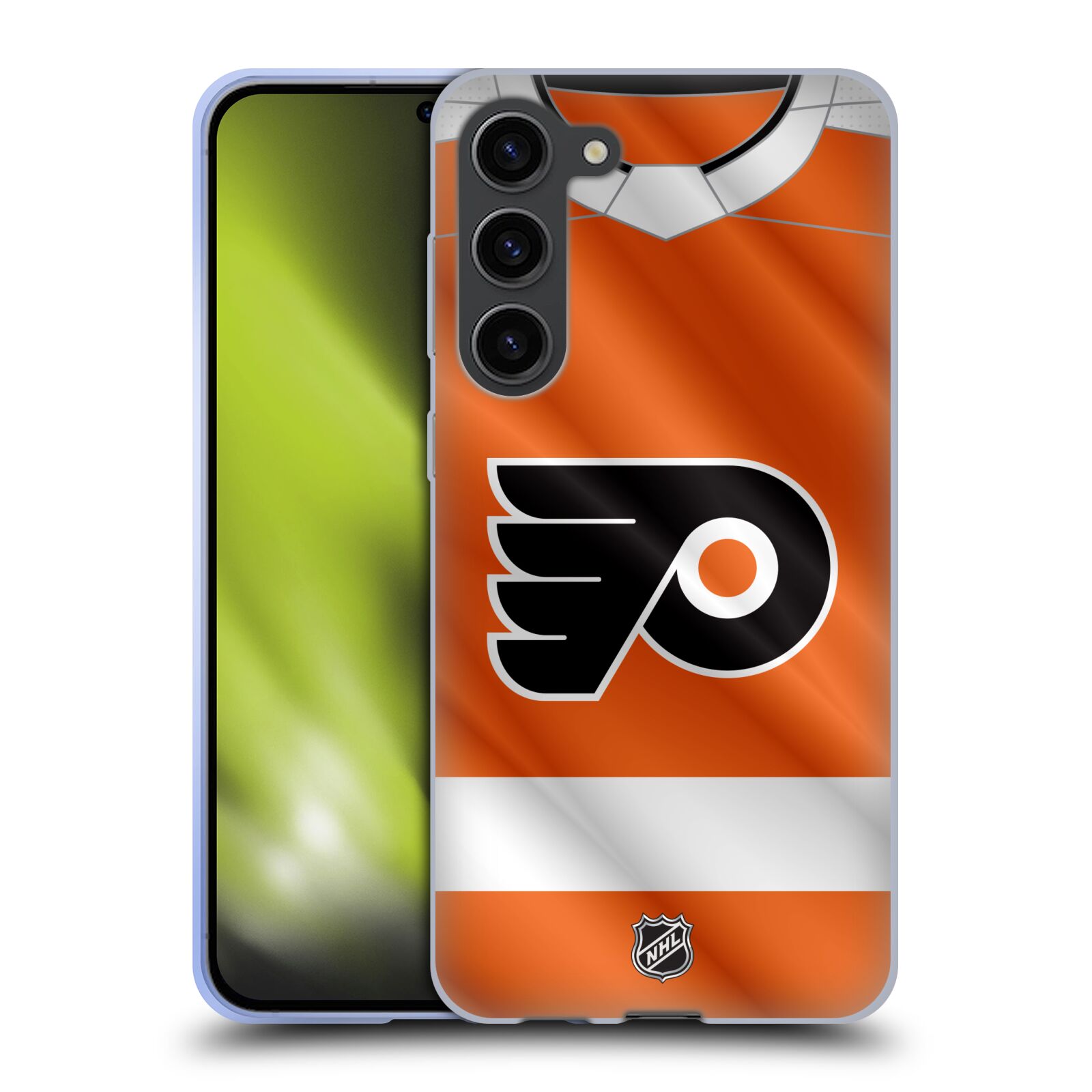 Silikonové pouzdro na mobil Samsung Galaxy S23 Plus - NHL - Dres Philadelphia Flyers (Silikonový kryt, obal, pouzdro na mobilní telefon Samsung Galaxy S23 Plus s licencovaným motivem NHL - Dres Philadelphia Flyers)