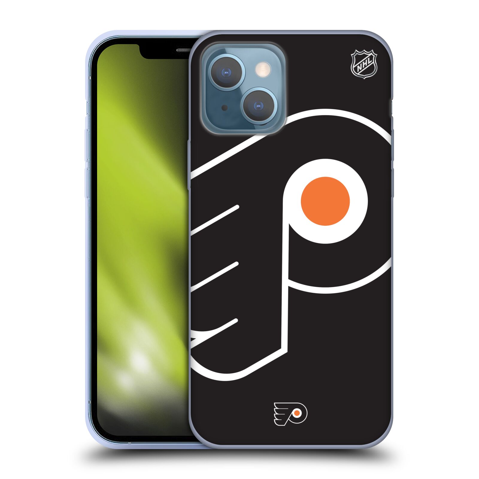 Silikonové pouzdro na mobil Apple iPhone 13 - NHL - Velké logo Philadelphia Flyers (Silikonový kryt, obal, pouzdro na mobilní telefon Apple iPhone 13 s licencovaným motivem NHL - Velké logo Philadelphia Flyers)