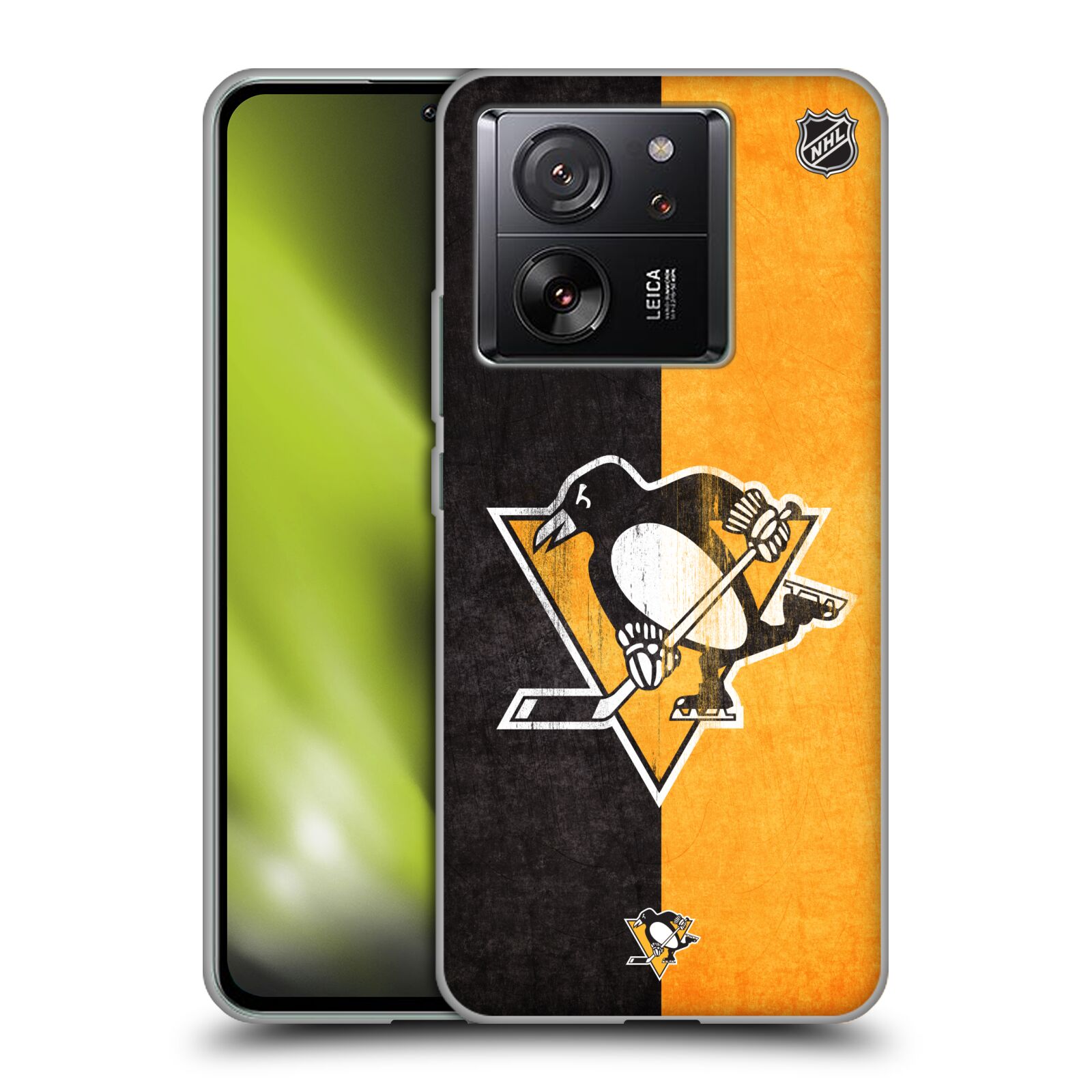 Silikonové pouzdro na mobil Xiaomi 13T / 13T Pro - NHL - Půlené logo Pittsburgh Penguins (Silikonový kryt, obal, pouzdro na mobilní telefon Xiaomi 13T / 13T Pro s licencovaným motivem NHL - Půlené logo Pittsburgh Penguins)