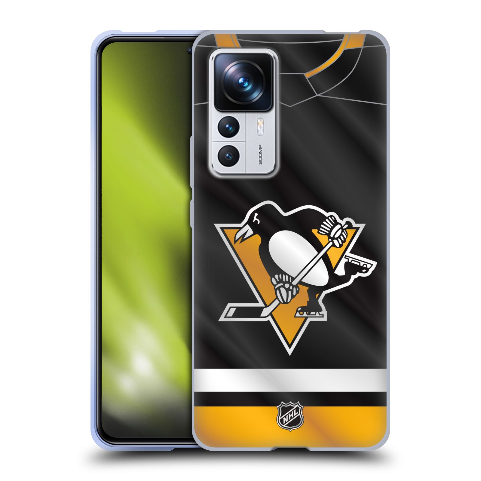 Silikonové pouzdro na mobil Xiaomi 12T / 12T Pro - NHL - Dres Pittsburgh Penguins (Silikonový kryt, obal, pouzdro na mobilní telefon Xiaomi 12T / 12T Pro s licencovaným motivem NHL - Dres Pittsburgh Penguins)