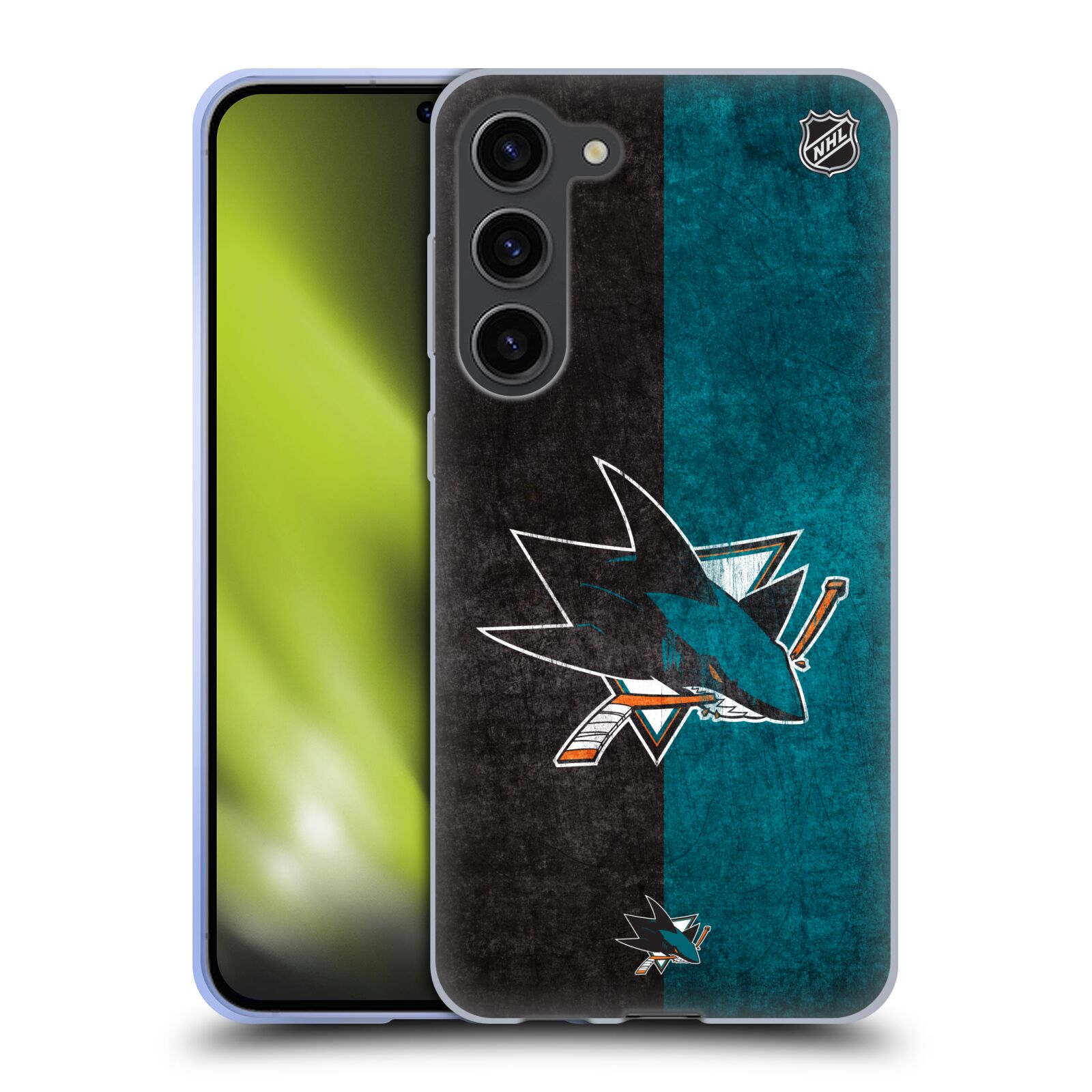 Silikonové pouzdro na mobil Samsung Galaxy S23 Plus - NHL - Půlené logo San Jose Sharks (Silikonový kryt, obal, pouzdro na mobilní telefon Samsung Galaxy S23 Plus s licencovaným motivem NHL - Půlené logo San Jose Sharks)