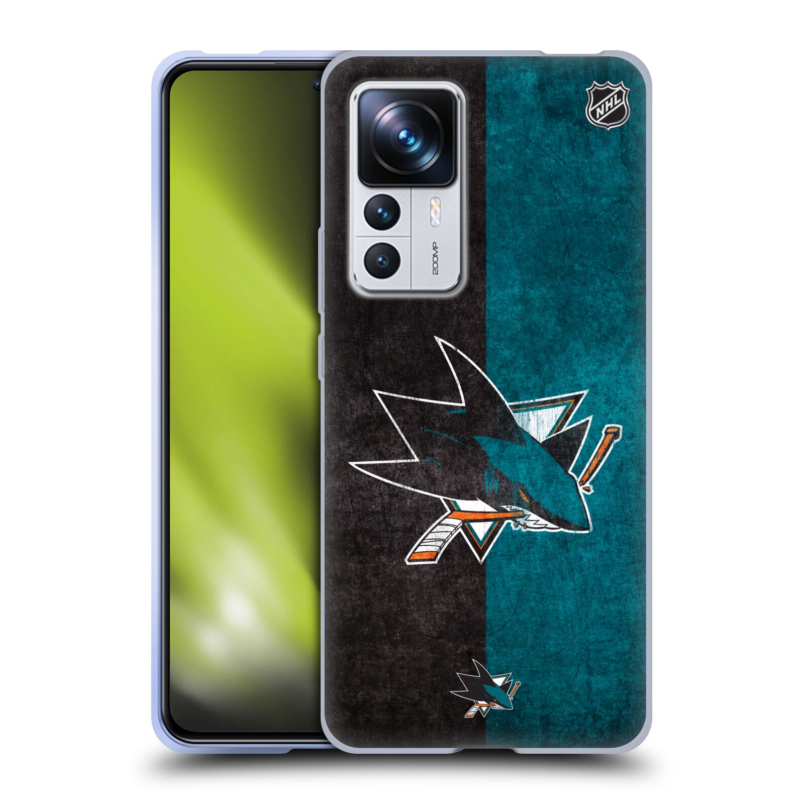 Silikonové pouzdro na mobil Xiaomi 12T / 12T Pro - NHL - Půlené logo San Jose Sharks (Silikonový kryt, obal, pouzdro na mobilní telefon Xiaomi 12T / 12T Pro s licencovaným motivem NHL - Půlené logo San Jose Sharks)
