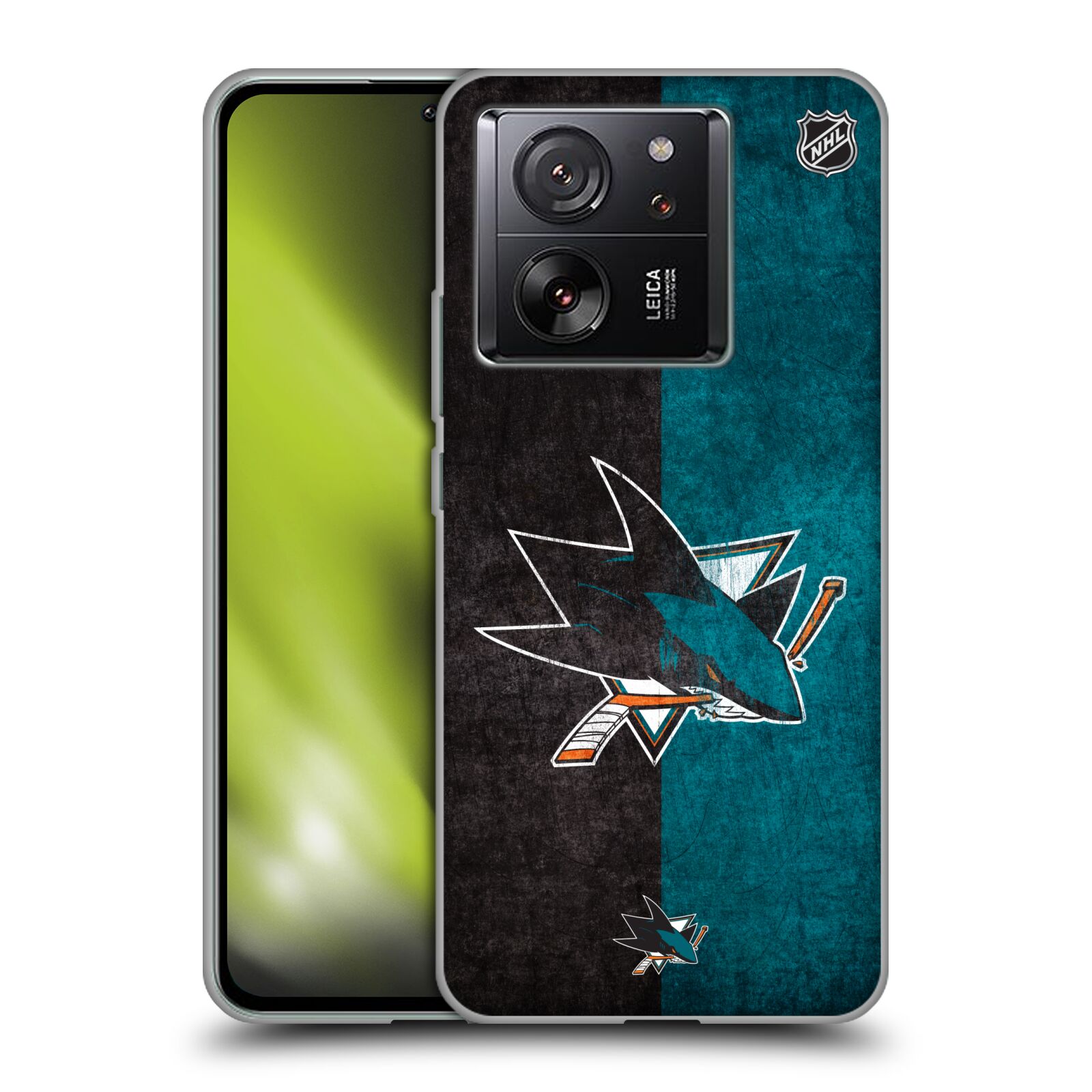 Silikonové pouzdro na mobil Xiaomi 13T / 13T Pro - NHL - Půlené logo San Jose Sharks (Silikonový kryt, obal, pouzdro na mobilní telefon Xiaomi 13T / 13T Pro s licencovaným motivem NHL - Půlené logo San Jose Sharks)