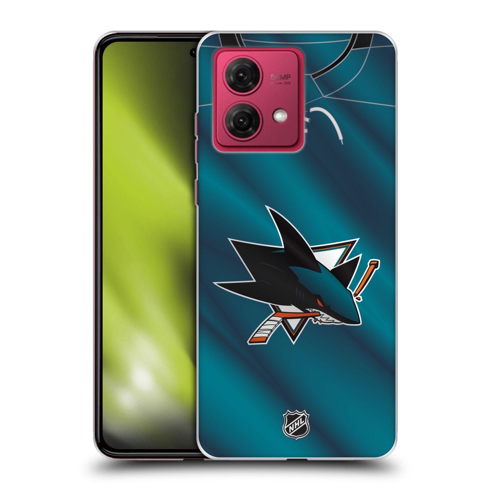 Silikonové pouzdro na mobil Motorola Moto G84 5G - NHL - Dres San Jose Sharks (Silikonový kryt, obal, pouzdro na mobilní telefon Motorola Moto G84 5G s licencovaným motivem NHL - Dres San Jose Sharks)