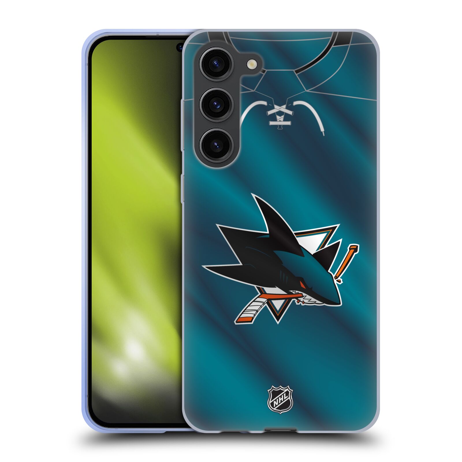 Silikonové pouzdro na mobil Samsung Galaxy S23 Plus - NHL - Dres San Jose Sharks (Silikonový kryt, obal, pouzdro na mobilní telefon Samsung Galaxy S23 Plus s licencovaným motivem NHL - Dres San Jose Sharks)