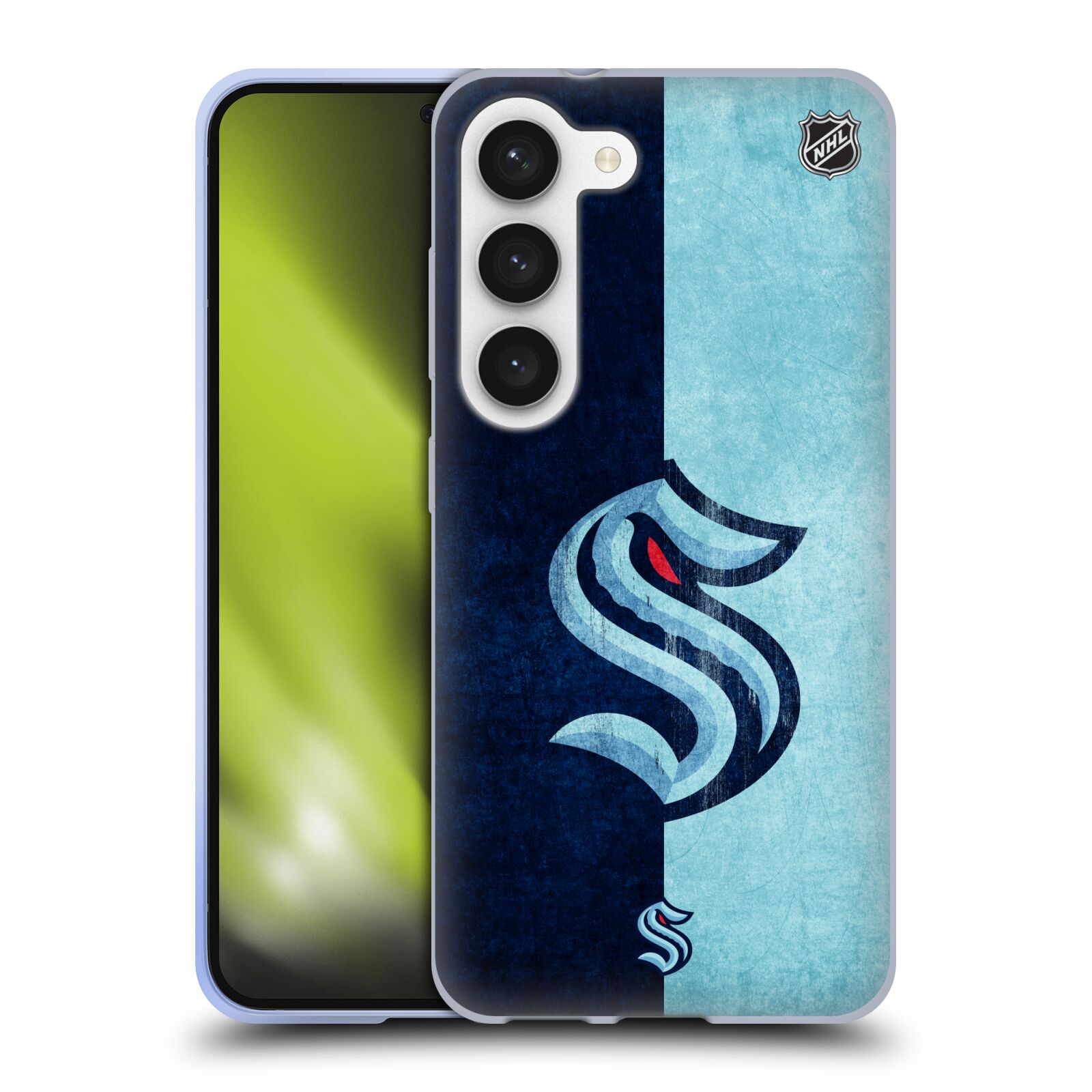 Silikonové pouzdro na mobil Samsung Galaxy S23 - NHL - Půlené logo Seattle Kraken (Silikonový kryt, obal, pouzdro na mobilní telefon Samsung Galaxy S23 s licencovaným motivem NHL - Půlené logo Seattle Kraken)