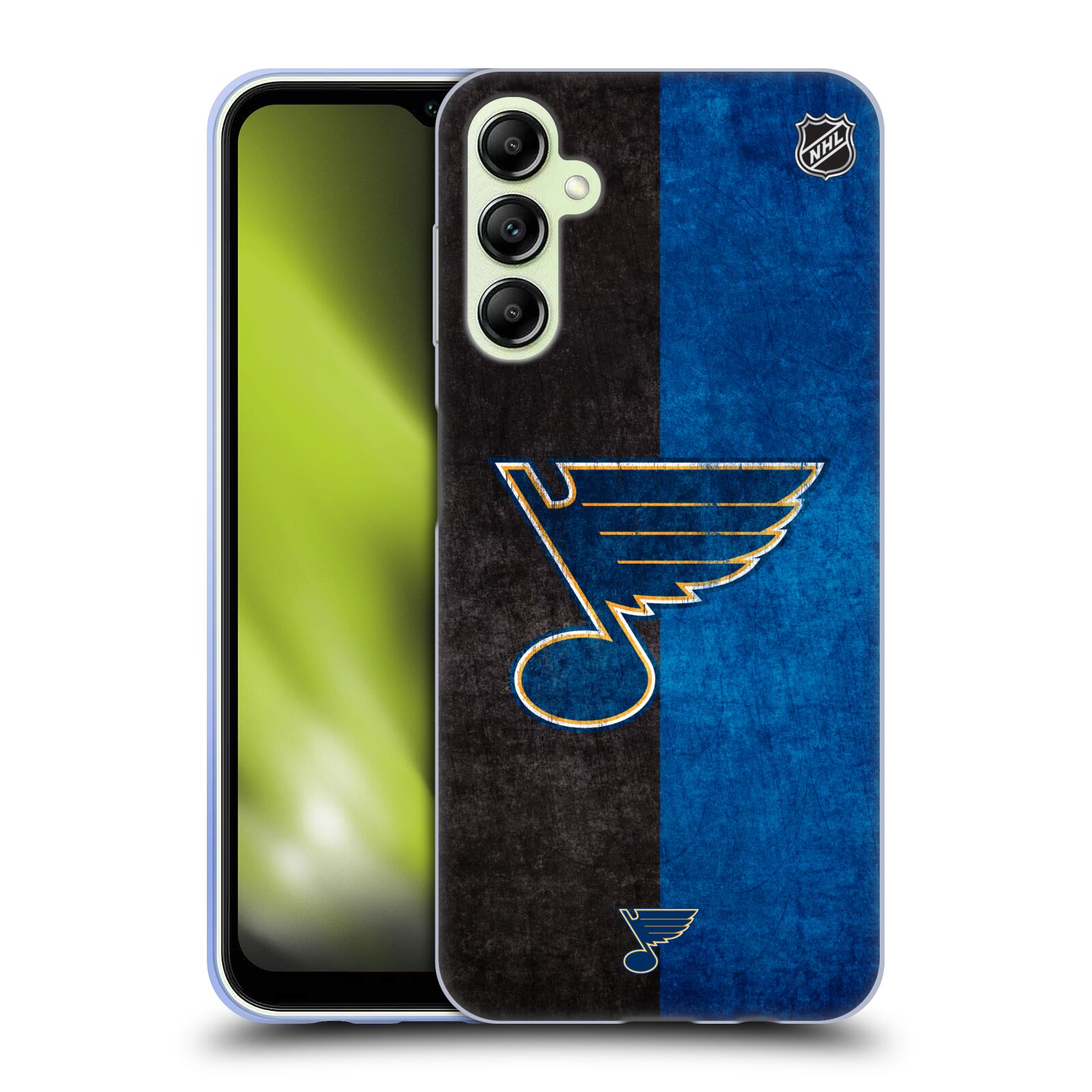 Silikonové pouzdro na mobil Samsung Galaxy A14 5G / LTE - NHL - Půlené logo St Louis Blues (Silikonový kryt, obal, pouzdro na mobilní telefon Samsung Galaxy A14 5G / LTE s licencovaným motivem NHL - Půlené logo St Louis Blues)