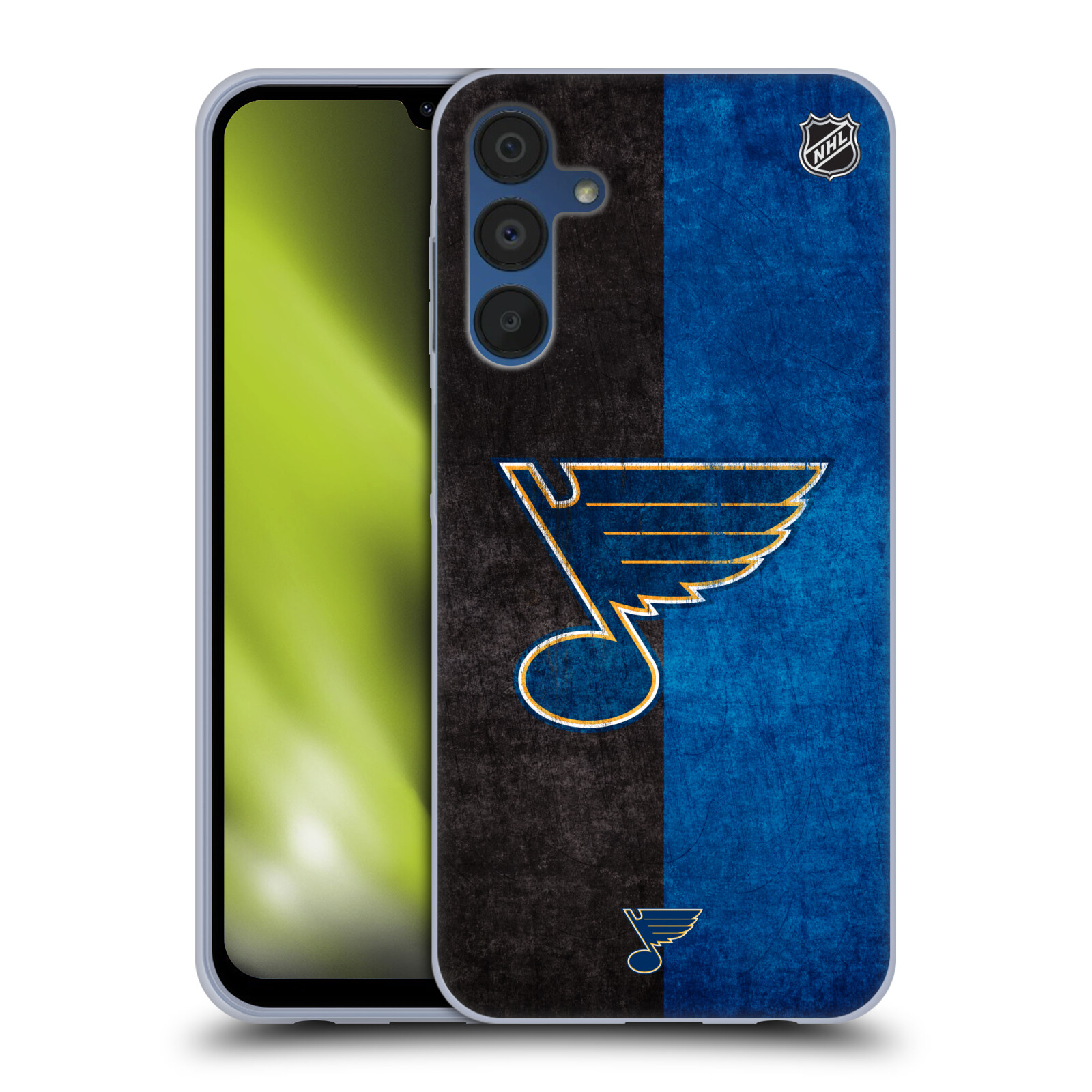 Silikonové pouzdro na mobil Samsung Galaxy A15 / A15 5G - NHL - Půlené logo St Louis Blues (Silikonový kryt, obal, pouzdro na mobilní telefon Samsung Galaxy A15 / A15 5G s licencovaným motivem NHL - Půlené logo St Louis Blues)