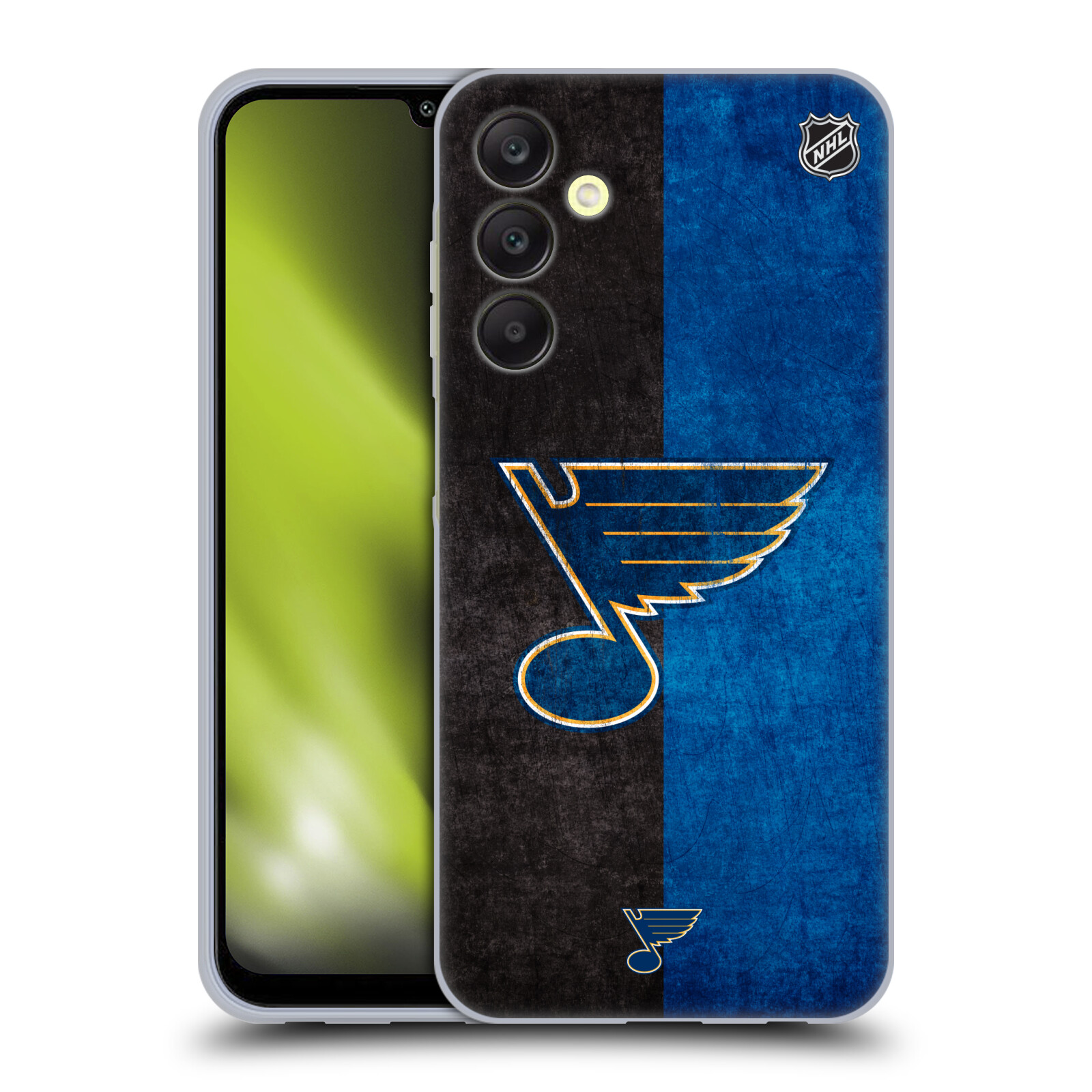 Silikonové pouzdro na mobil Samsung Galaxy A25 5G - NHL - Půlené logo St Louis Blues (Silikonový kryt, obal, pouzdro na mobilní telefon Samsung Galaxy A25 5G s licencovaným motivem NHL - Půlené logo St Louis Blues)