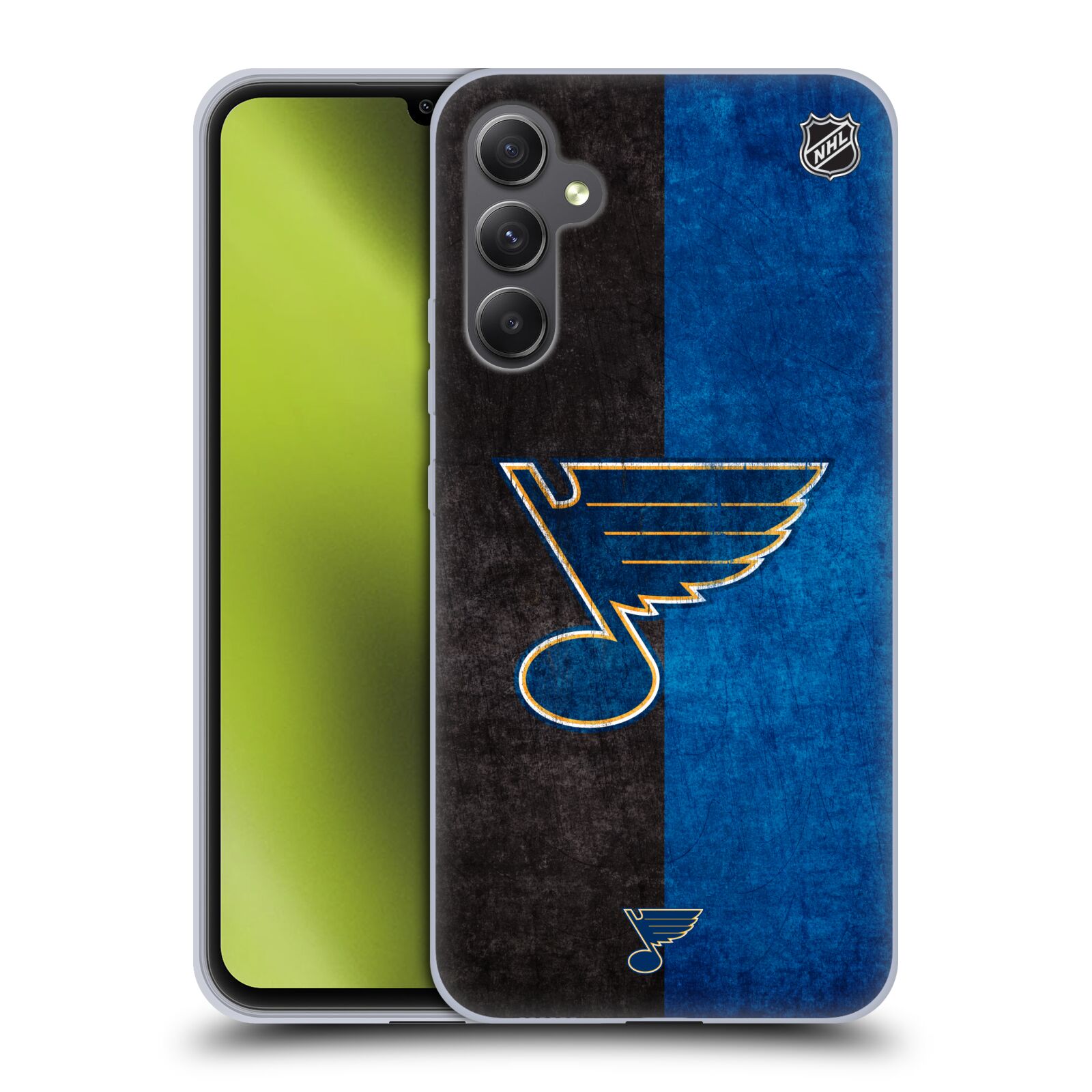 Silikonové pouzdro na mobil Samsung Galaxy A34 5G - NHL - Půlené logo St Louis Blues (Silikonový kryt, obal, pouzdro na mobilní telefon Samsung Galaxy A34 5G s licencovaným motivem NHL - Půlené logo St Louis Blues)