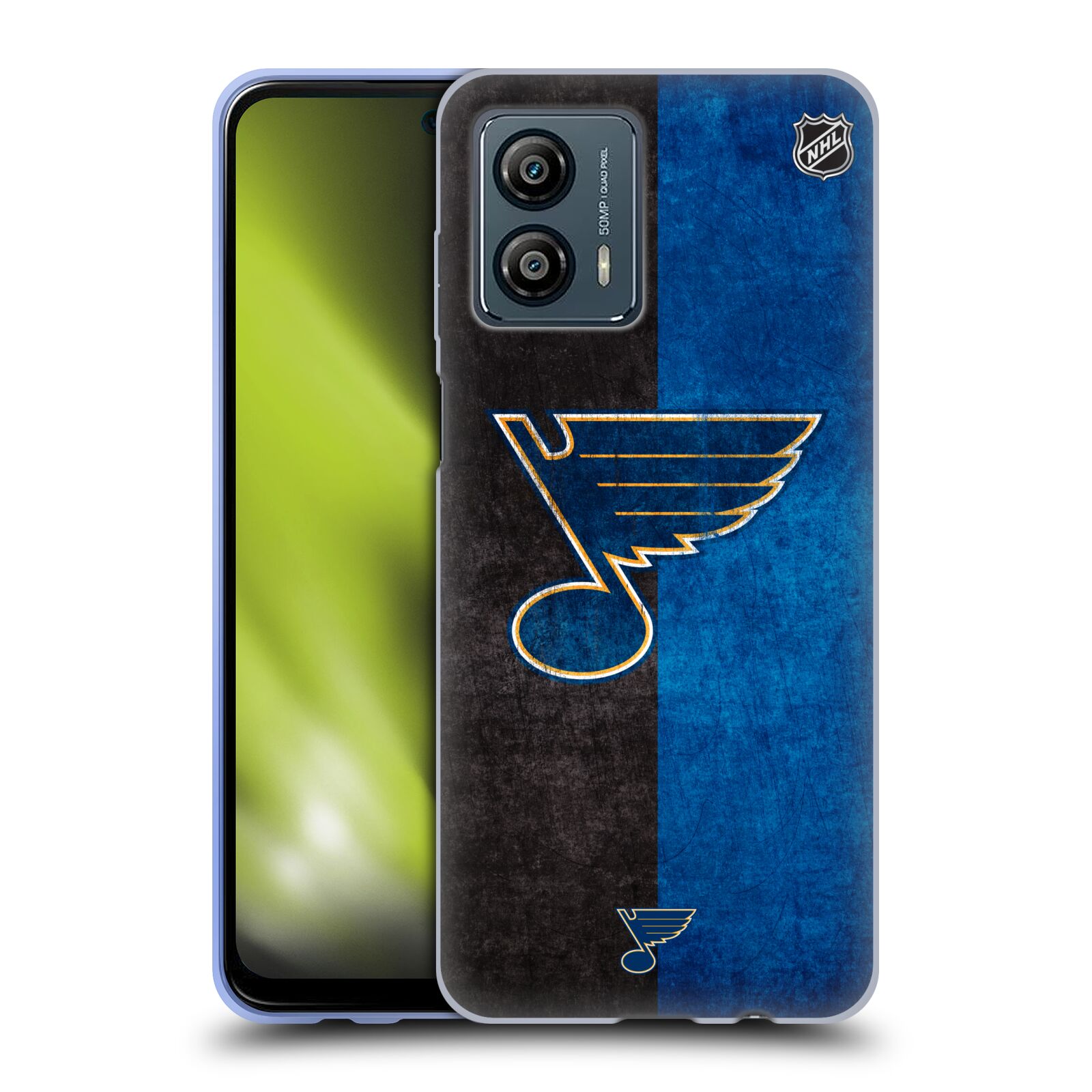 Silikonové pouzdro na mobil Motorola Moto G53 5G - NHL - Půlené logo St Louis Blues (Silikonový kryt, obal, pouzdro na mobilní telefon Motorola Moto G53 5G s licencovaným motivem NHL - Půlené logo St Louis Blues)