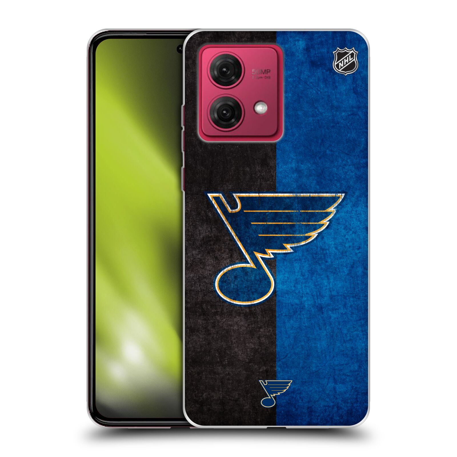 Silikonové pouzdro na mobil Motorola Moto G84 5G - NHL - Půlené logo St Louis Blues (Silikonový kryt, obal, pouzdro na mobilní telefon Motorola Moto G84 5G s licencovaným motivem NHL - Půlené logo St Louis Blues)