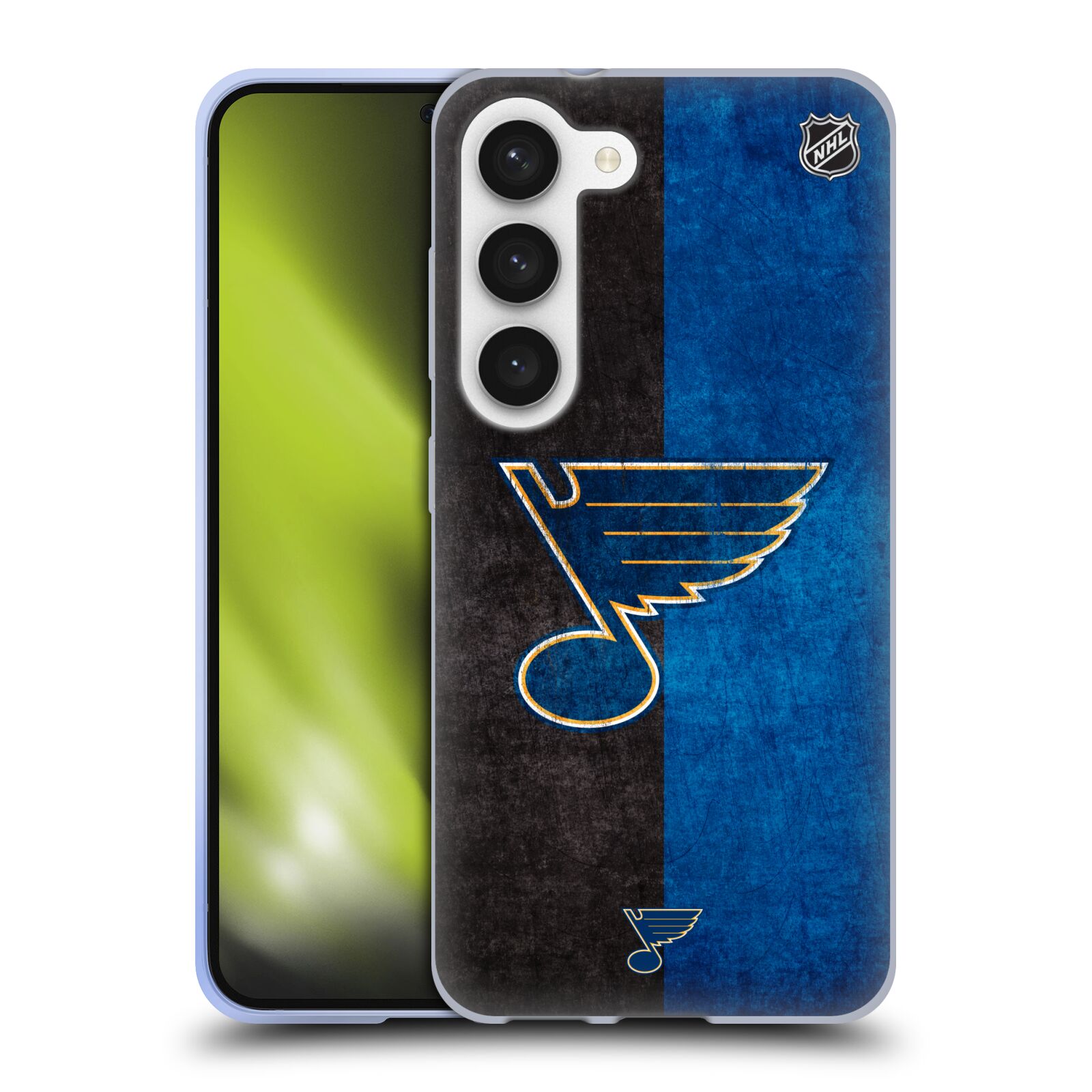 Silikonové pouzdro na mobil Samsung Galaxy S23 - NHL - Půlené logo St Louis Blues (Silikonový kryt, obal, pouzdro na mobilní telefon Samsung Galaxy S23 s licencovaným motivem NHL - Půlené logo St Louis Blues)