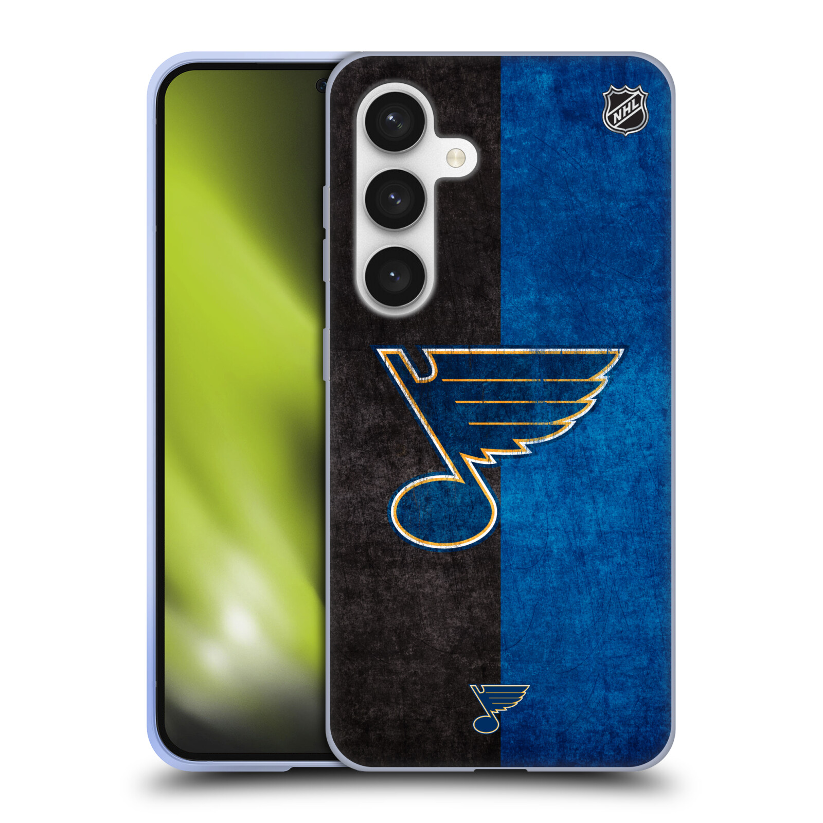 Silikonové lesklé pouzdro na mobil Samsung Galaxy S24 - NHL - Půlené logo St Louis Blues (Silikonový kryt, obal, pouzdro na mobilní telefon Samsung Galaxy S24 s licencovaným motivem NHL - Půlené logo St Louis Blues)
