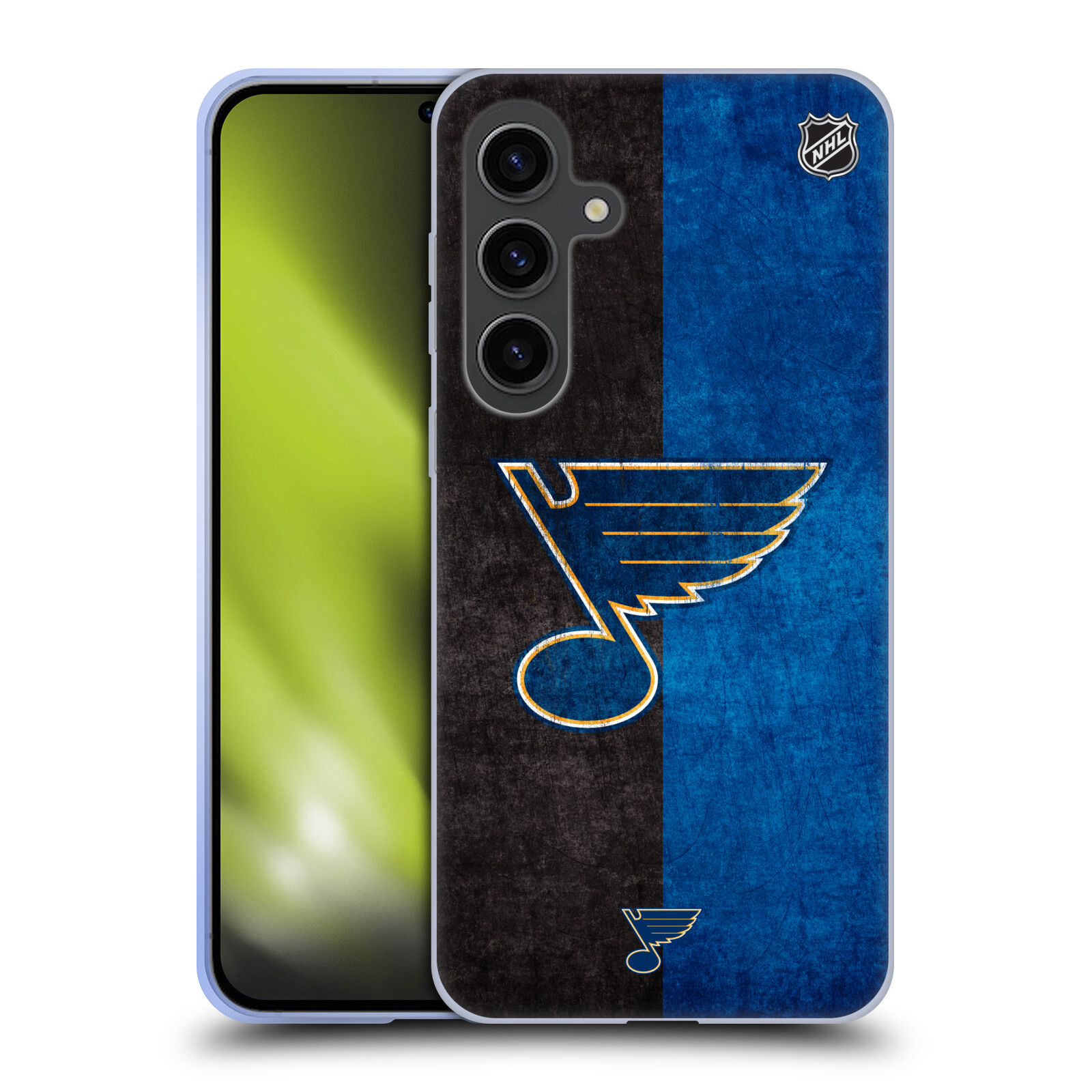 Silikonové lesklé pouzdro na mobil Samsung Galaxy S24 Plus - NHL - Půlené logo St Louis Blues (Silikonový kryt, obal, pouzdro na mobilní telefon Samsung Galaxy S24 Plus s licencovaným motivem NHL - Půlené logo St Louis Blues)