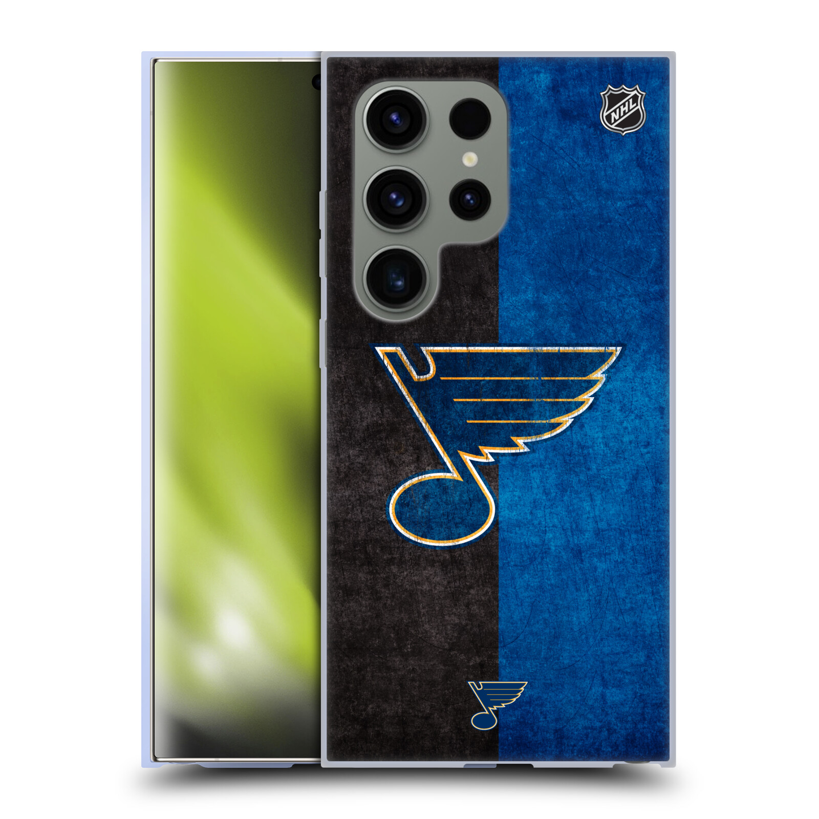 Silikonové lesklé pouzdro na mobil Samsung Galaxy S24 Ultra - NHL - Půlené logo St Louis Blues (Silikonový kryt, obal, pouzdro na mobilní telefon Samsung Galaxy S24 Ultra s licencovaným motivem NHL - Půlené logo St Louis Blues)