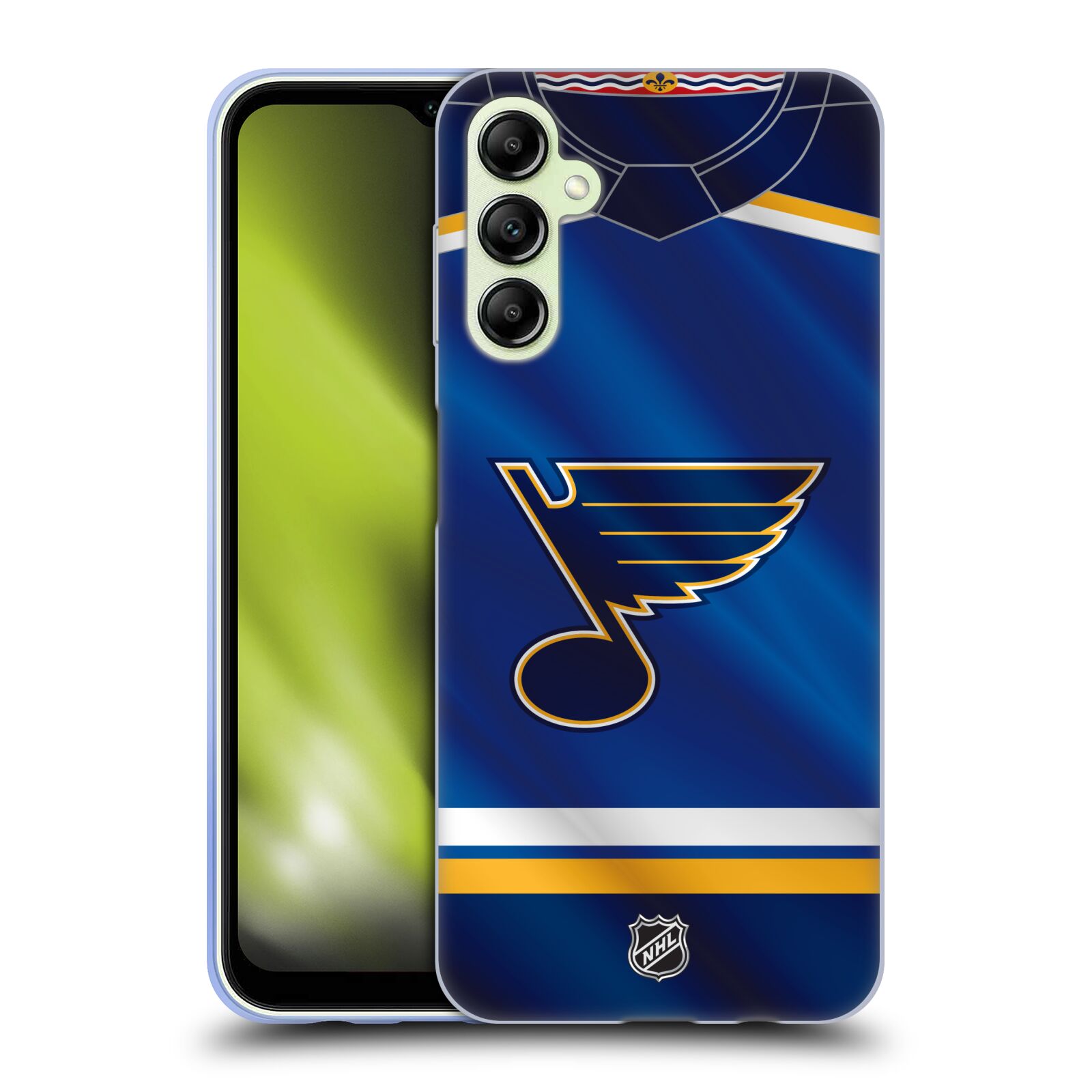 Silikonové pouzdro na mobil Samsung Galaxy A14 5G / LTE - NHL - Dres St Louis Blues (Silikonový kryt, obal, pouzdro na mobilní telefon Samsung Galaxy A14 5G / LTE s licencovaným motivem NHL - Dres St Louis Blues)