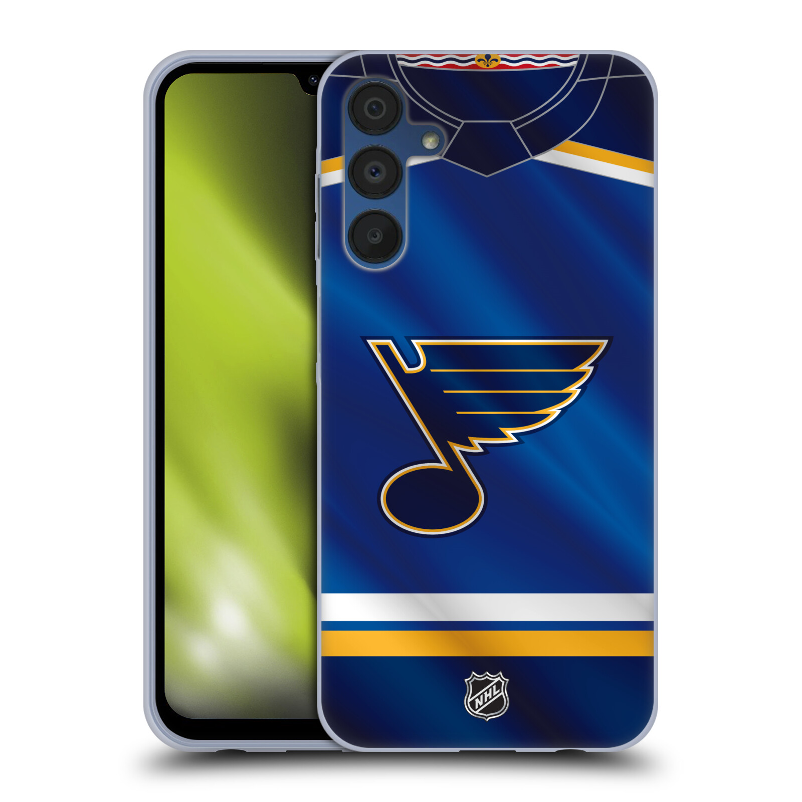 Silikonové pouzdro na mobil Samsung Galaxy A15 / A15 5G - NHL - Dres St Louis Blues (Silikonový kryt, obal, pouzdro na mobilní telefon Samsung Galaxy A15 / A15 5G s licencovaným motivem NHL - Dres St Louis Blues)