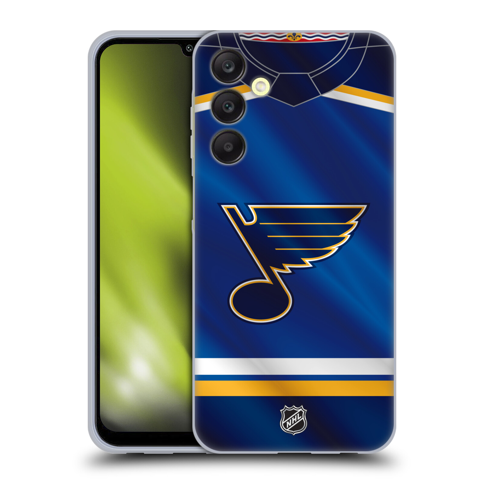 Silikonové pouzdro na mobil Samsung Galaxy A25 5G - NHL - Dres St Louis Blues (Silikonový kryt, obal, pouzdro na mobilní telefon Samsung Galaxy A25 5G s licencovaným motivem NHL - Dres St Louis Blues)