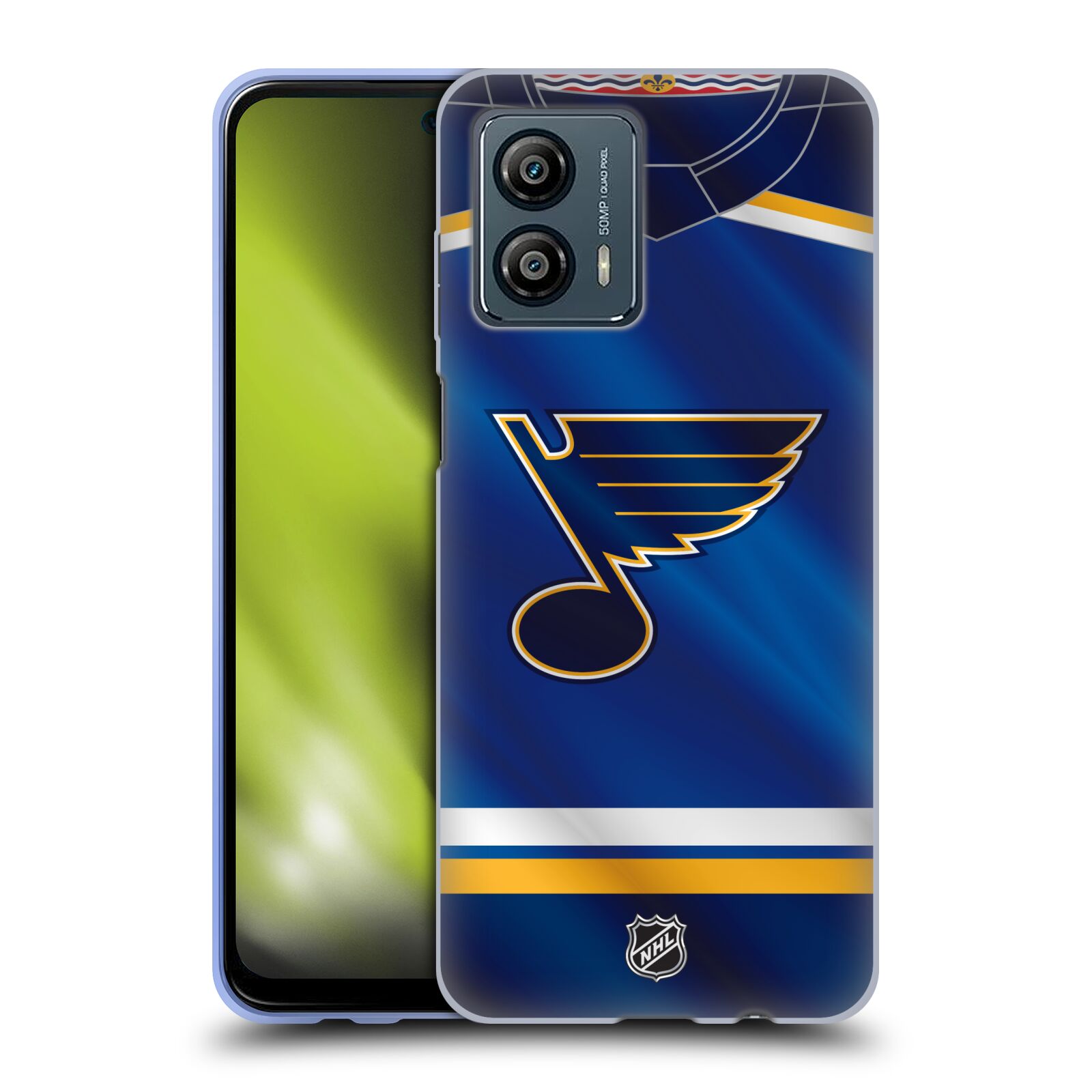 Silikonové pouzdro na mobil Motorola Moto G53 5G - NHL - Dres St Louis Blues (Silikonový kryt, obal, pouzdro na mobilní telefon Motorola Moto G53 5G s licencovaným motivem NHL - Dres St Louis Blues)