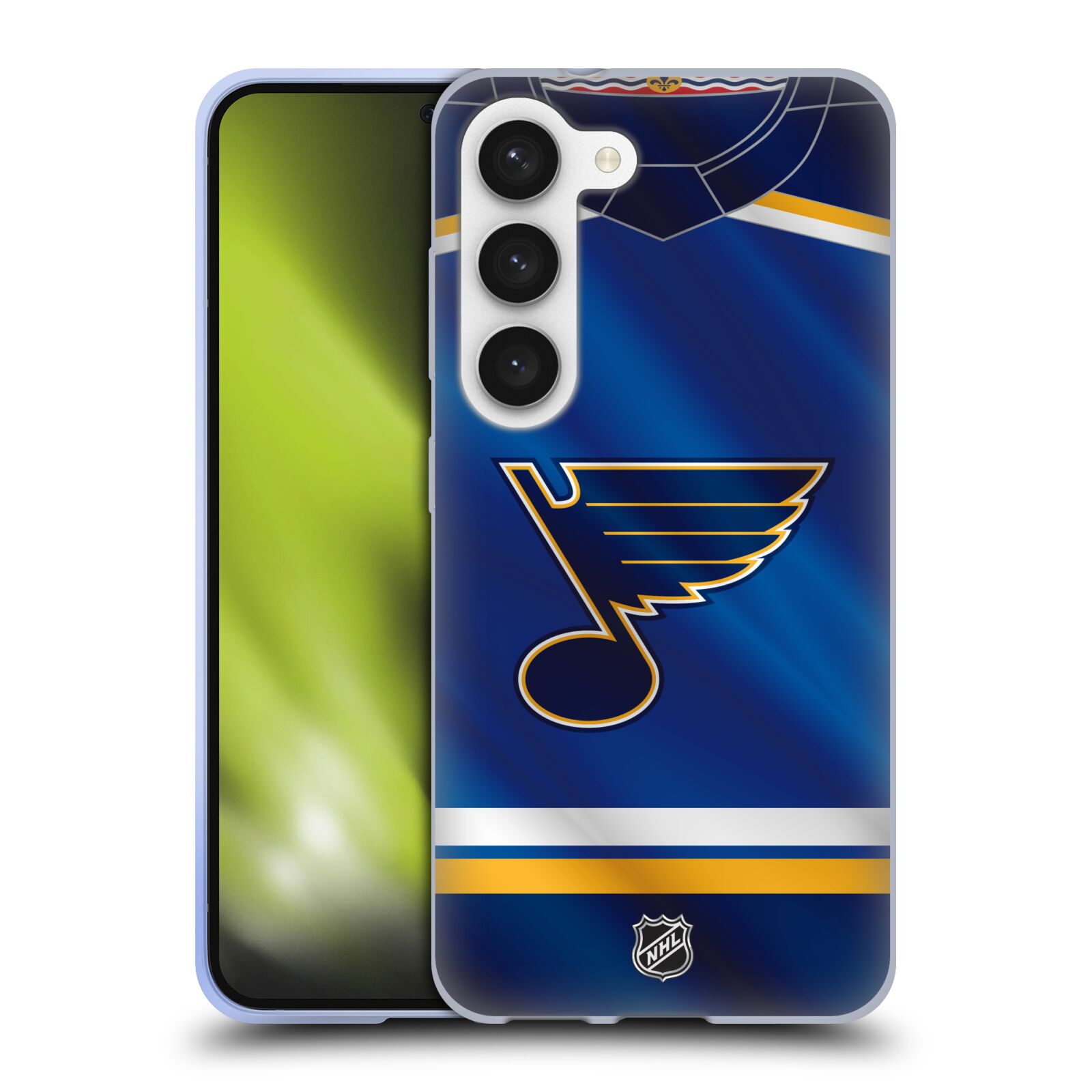 Silikonové pouzdro na mobil Samsung Galaxy S23 - NHL - Dres St Louis Blues (Silikonový kryt, obal, pouzdro na mobilní telefon Samsung Galaxy S23 s licencovaným motivem NHL - Dres St Louis Blues)