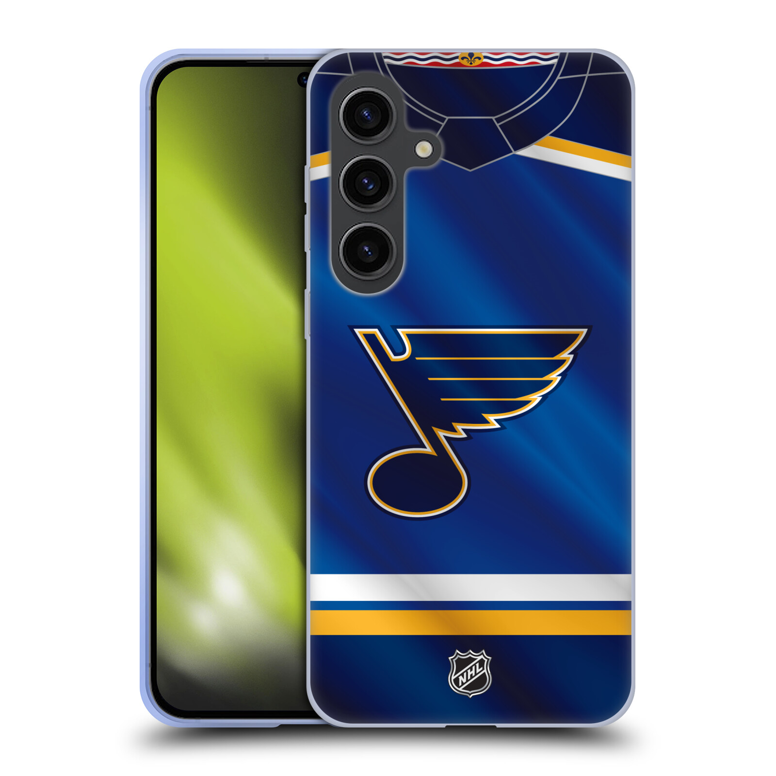 Silikonové lesklé pouzdro na mobil Samsung Galaxy S24 Plus - NHL - Dres St Louis Blues (Silikonový kryt, obal, pouzdro na mobilní telefon Samsung Galaxy S24 Plus s licencovaným motivem NHL - Dres St Louis Blues)