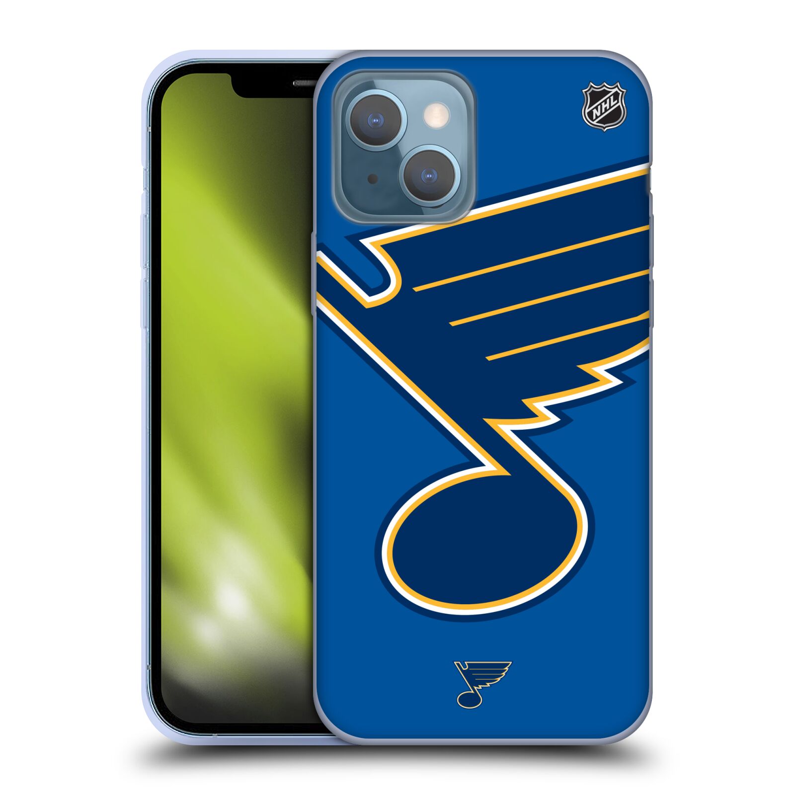 Silikonové pouzdro na mobil Apple iPhone 13 - NHL - Velké logo St Louis Blues (Silikonový kryt, obal, pouzdro na mobilní telefon Apple iPhone 13 s licencovaným motivem NHL - Velké logo St Louis Blues)