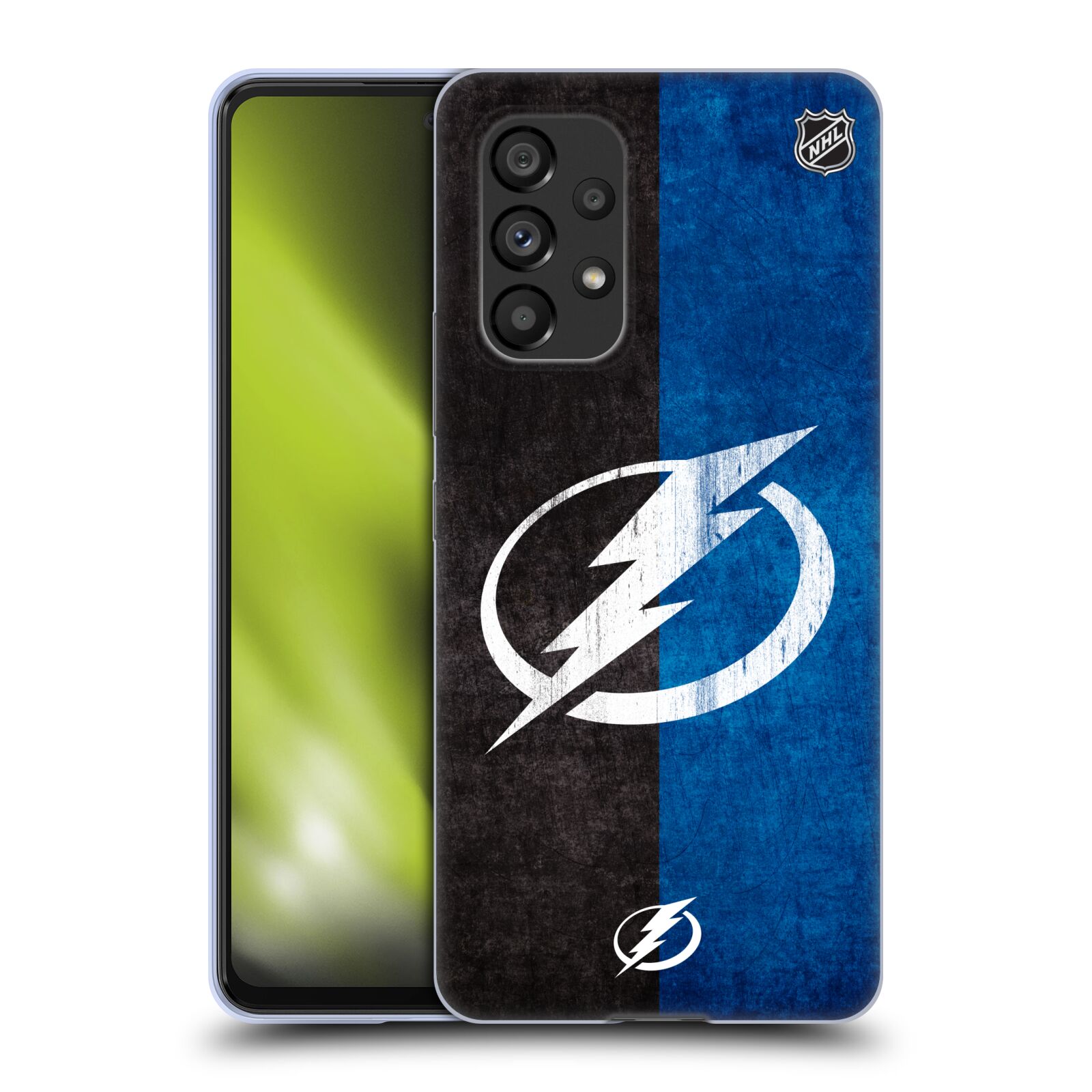 Silikonové pouzdro na mobil Samsung Galaxy A53 5G - NHL - Půlené logo Tampa Bay Lightning (Silikonový kryt, obal, pouzdro na mobilní telefon Samsung Galaxy A53 5G s licencovaným motivem NHL - Půlené logo Tampa Bay Lightning)