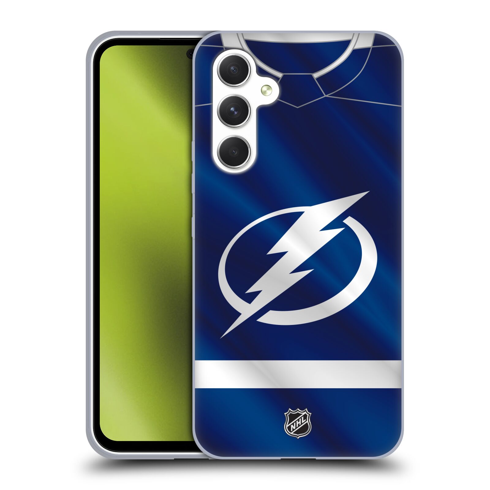 Silikonové pouzdro na mobil Samsung Galaxy A54 5G - NHL - Dres Tampa Bay Lightning (Silikonový kryt, obal, pouzdro na mobilní telefon Samsung Galaxy A54 5G s licencovaným motivem NHL - Dres Tampa Bay Lightning)