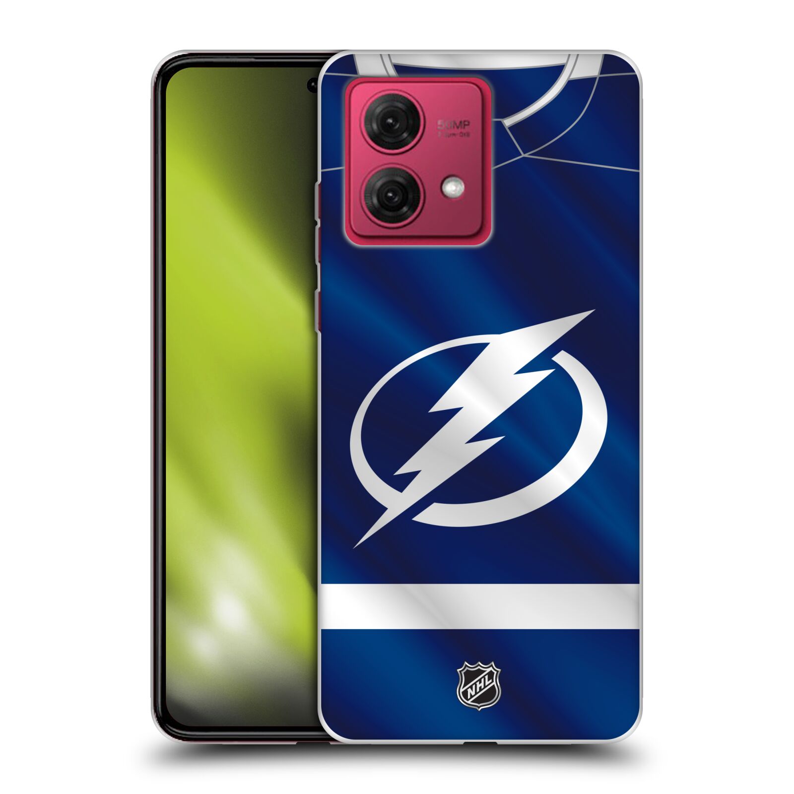 Silikonové pouzdro na mobil Motorola Moto G84 5G - NHL - Dres Tampa Bay Lightning (Silikonový kryt, obal, pouzdro na mobilní telefon Motorola Moto G84 5G s licencovaným motivem NHL - Dres Tampa Bay Lightning)