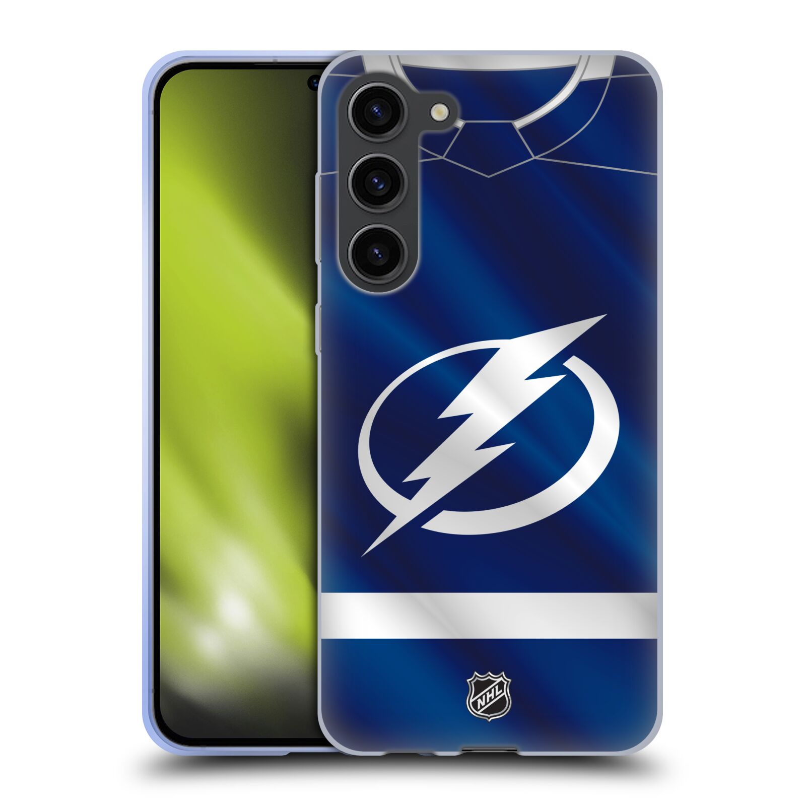 Silikonové pouzdro na mobil Samsung Galaxy S23 Plus - NHL - Dres Tampa Bay Lightning (Silikonový kryt, obal, pouzdro na mobilní telefon Samsung Galaxy S23 Plus s licencovaným motivem NHL - Dres Tampa Bay Lightning)
